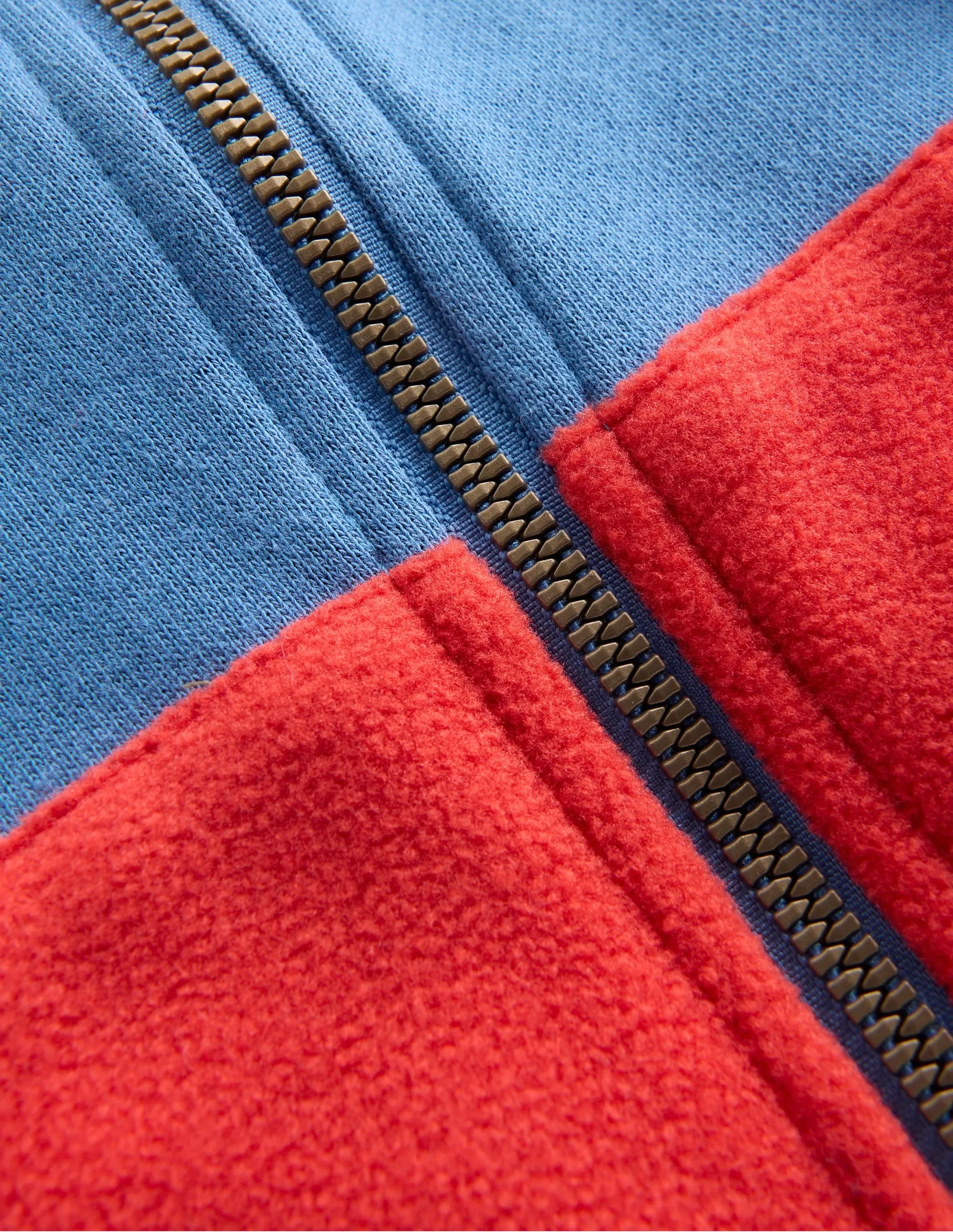 Layered Ply Construction Cosy Fleece Zip Through-Blue River Colourblock