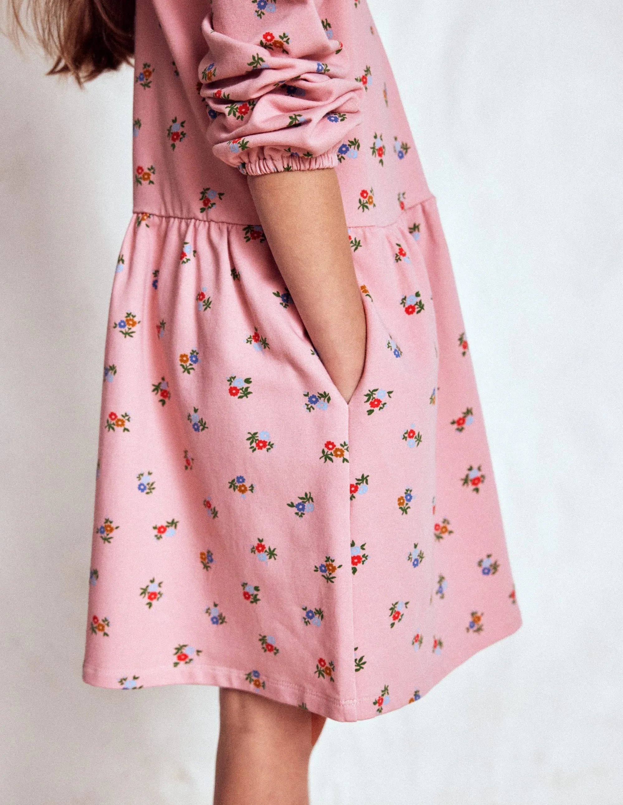 Cosy Jersey Shirt Dress-Vintage Pink Spaced Ditsy Reversible-Style