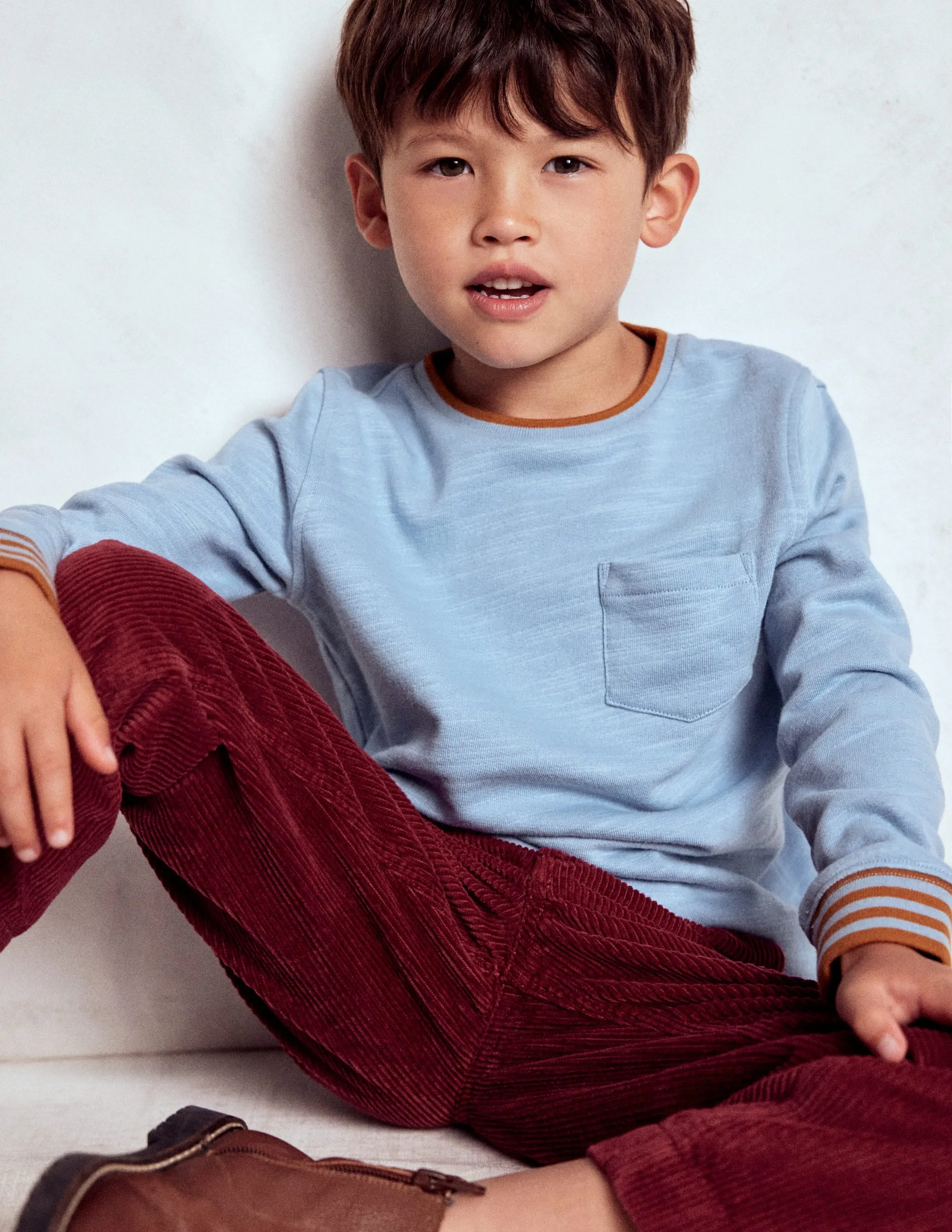 Elastic Edge Binding Thermal Regulating Design Cosy Mid-weight T-shirt-Glacier Blue