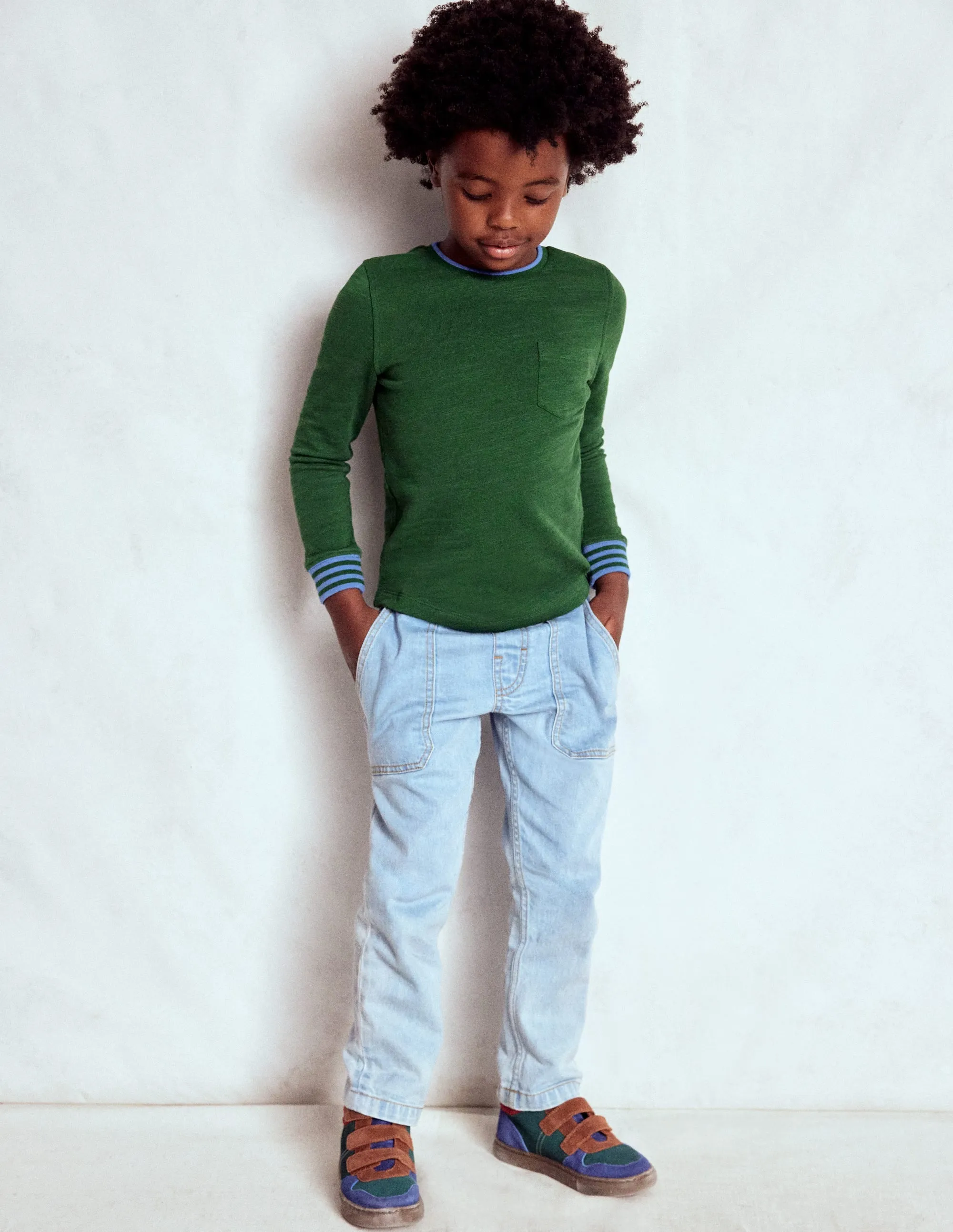 Wool Sweater Relaxed Silhouette Cosy Mid-weight T-shirt-Pine Green