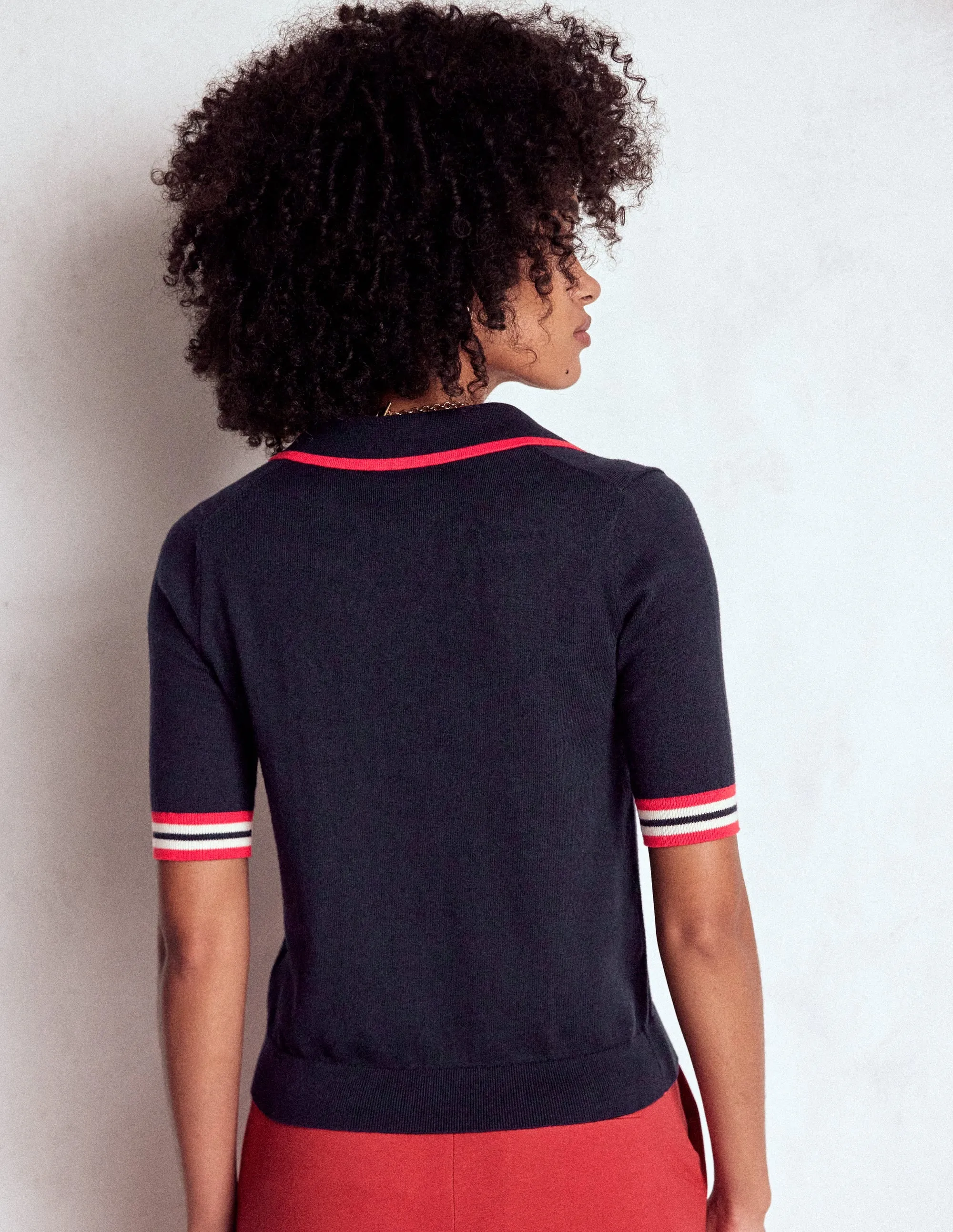 Winter Travel Cotton Henley T-shirt-Navy