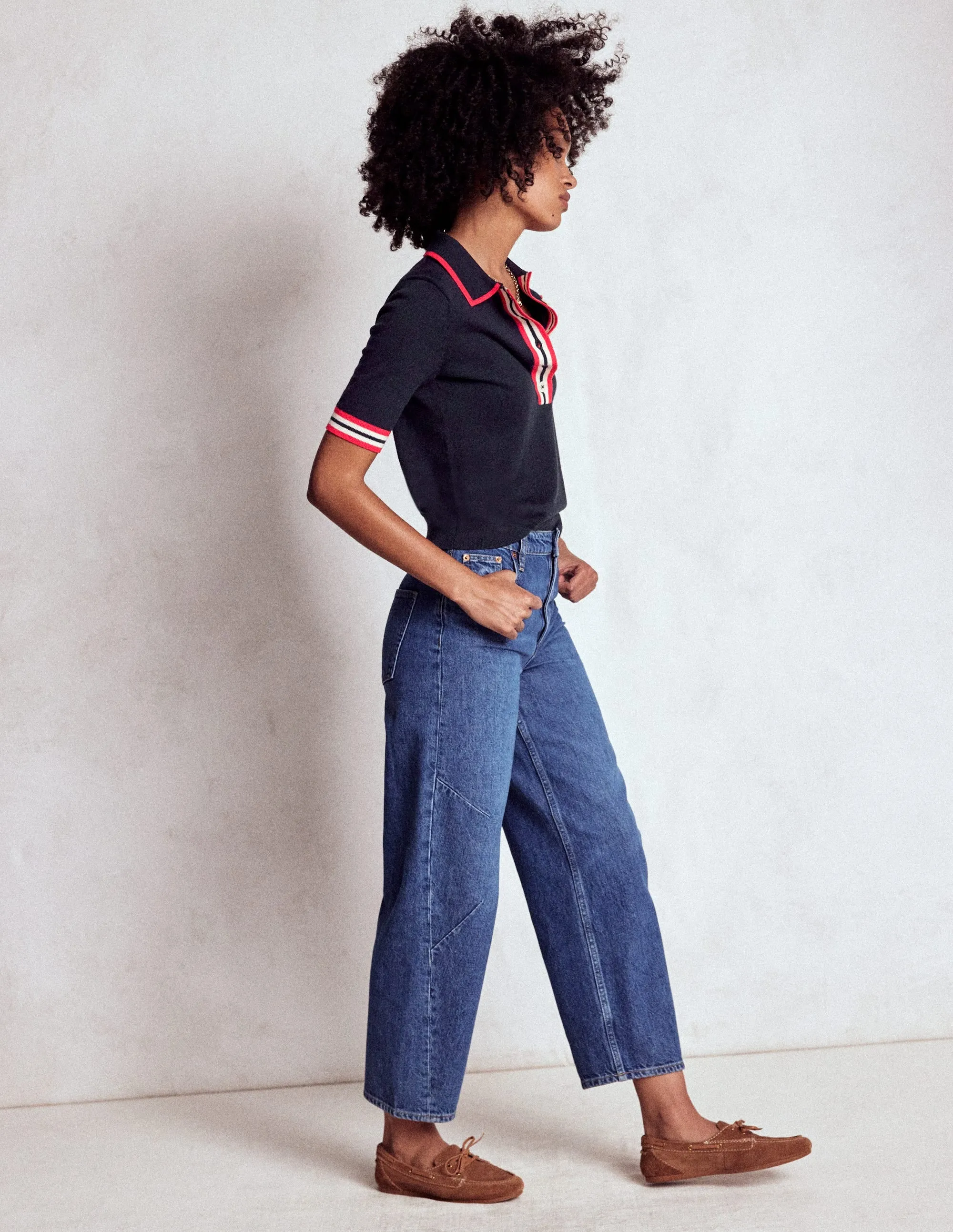 Organic Cotton Yarn Cotton Henley T-shirt-Navy