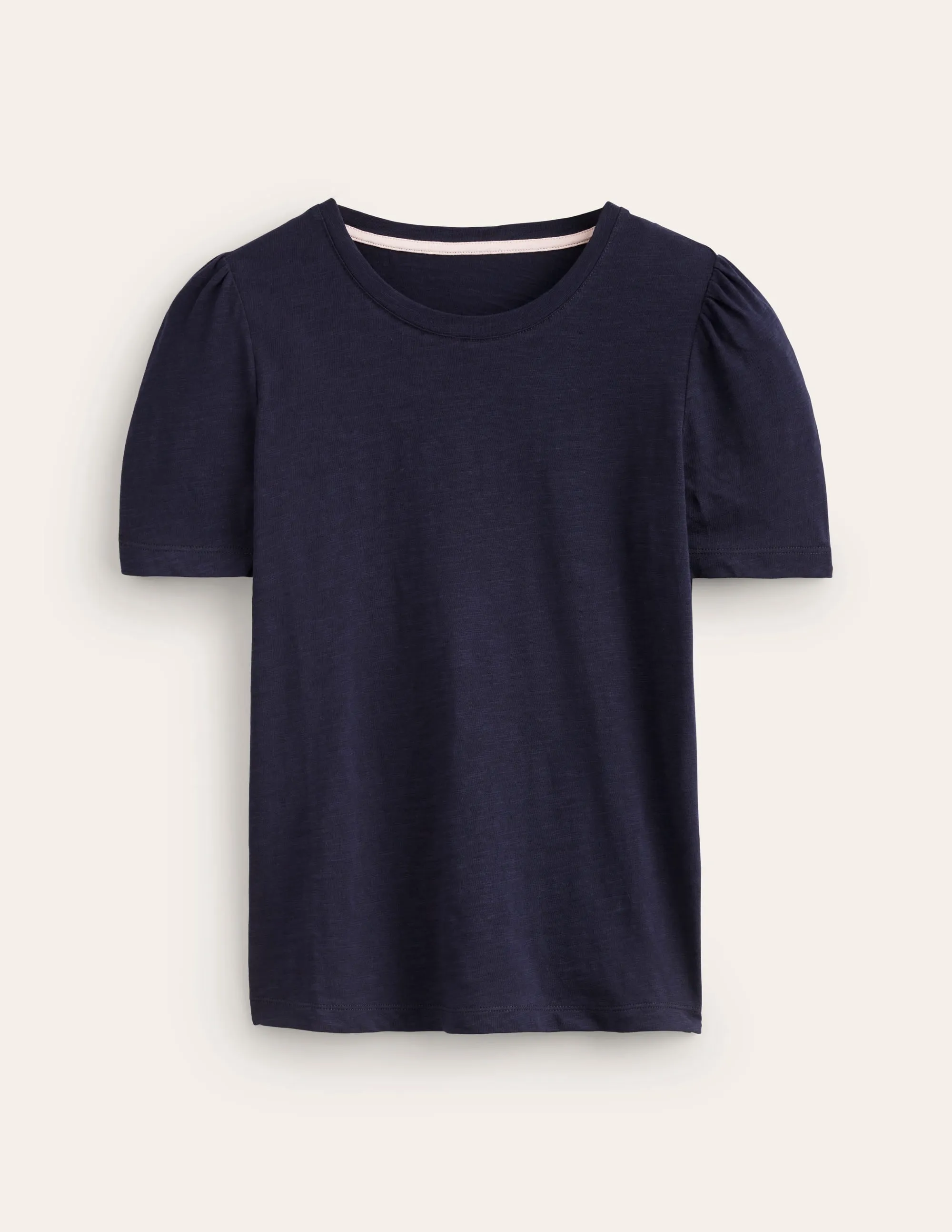 PolishedFinish Cotton Puff Sleeve T-Shirt-Navy