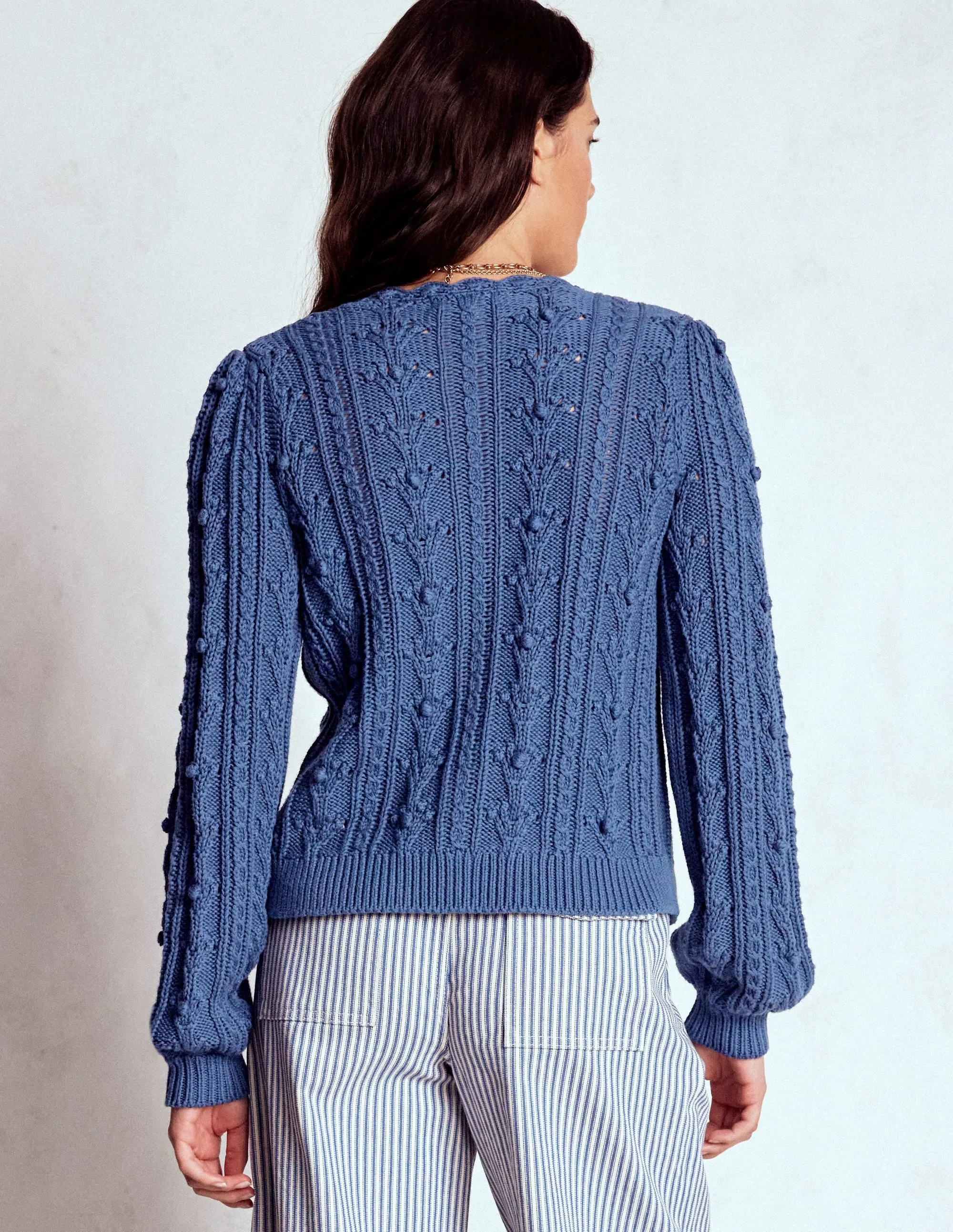 Cotton Textured Cardigan-Denim Blue Thermo Regulating Fibers Quick drying material