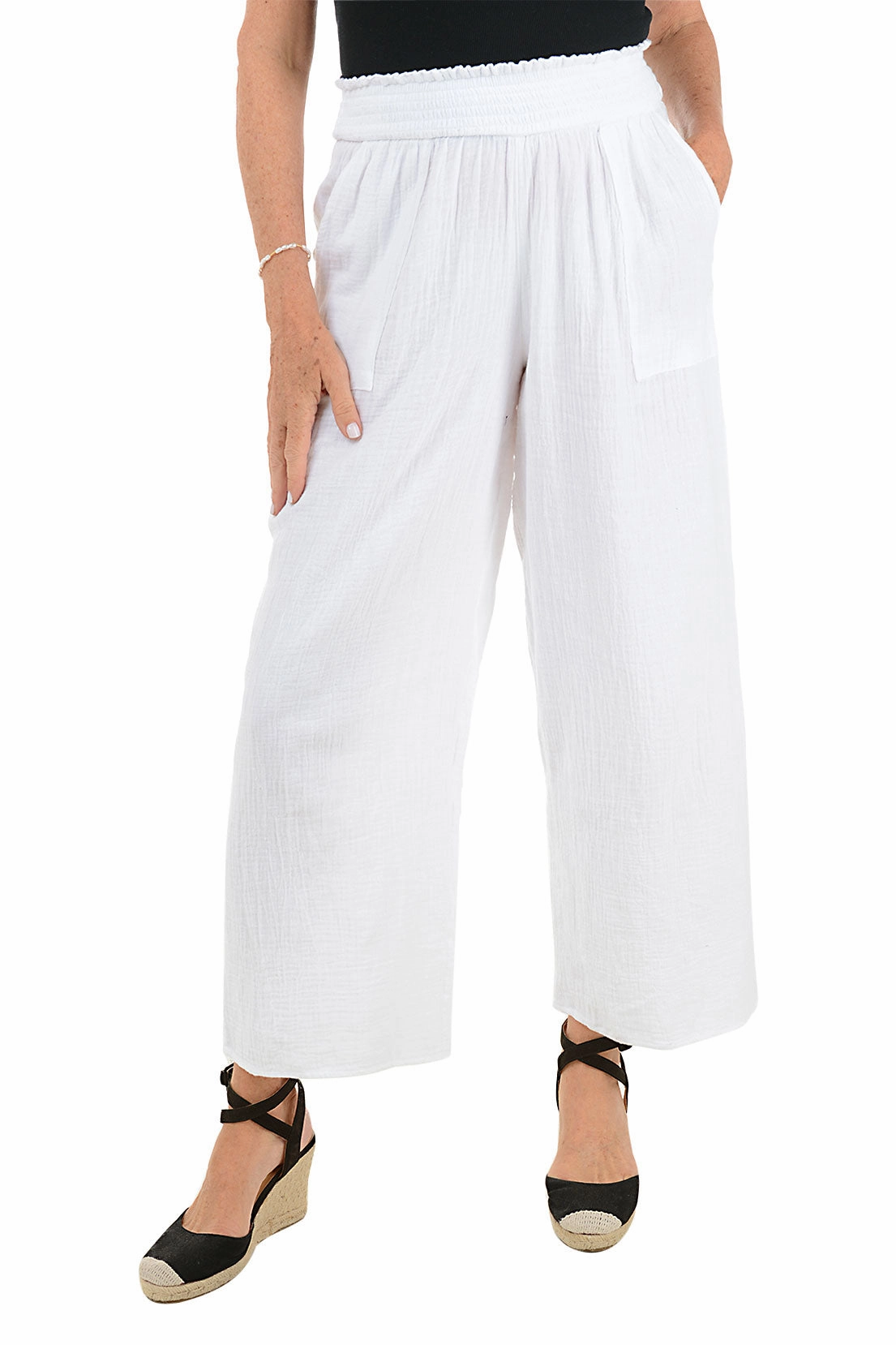 Cotton Gauze Wide Leg Lounge Pant LightweightWeave Comfy Motion