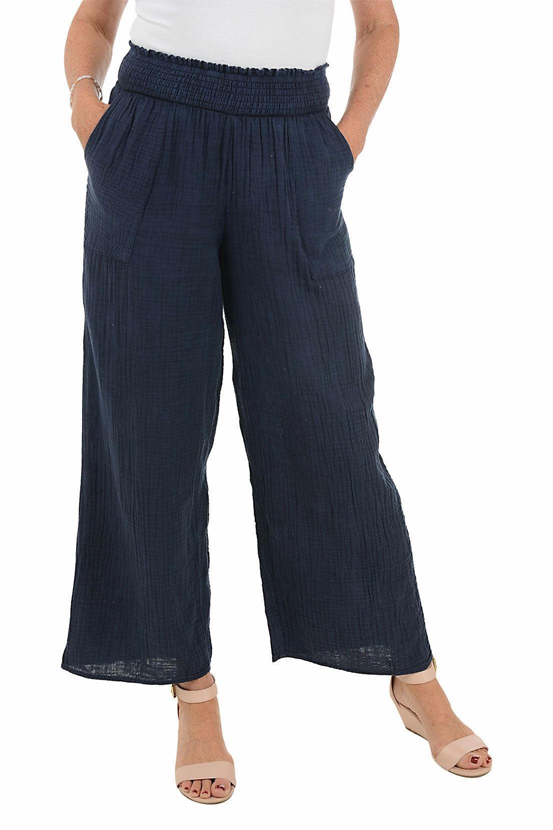 Cotton Gauze Wide Leg Lounge Pant All terrain Stretch Panels