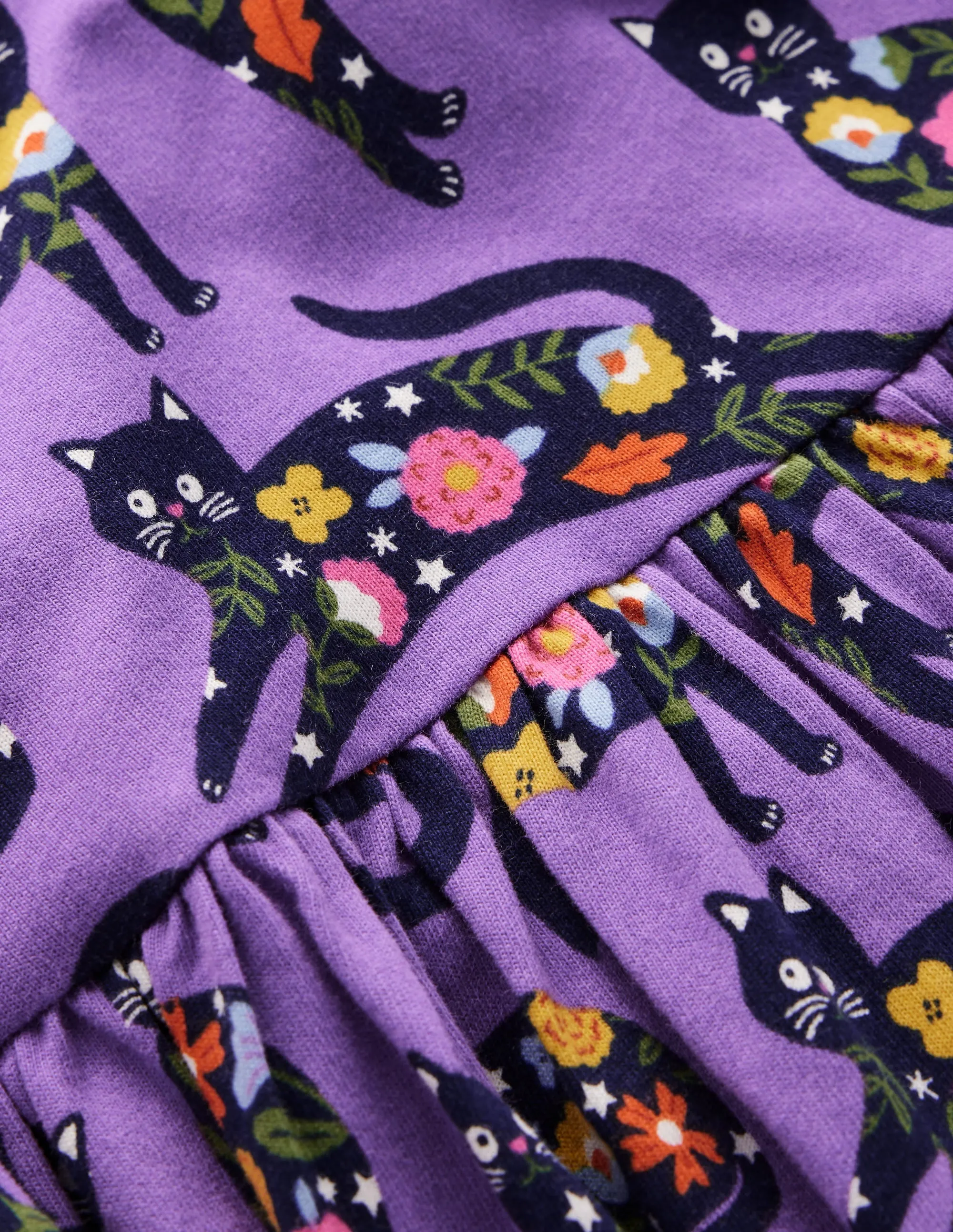 Heart Pocket Fun Jersey Dress-Purple Topaz Spooky Cats City Mood Modern Layers