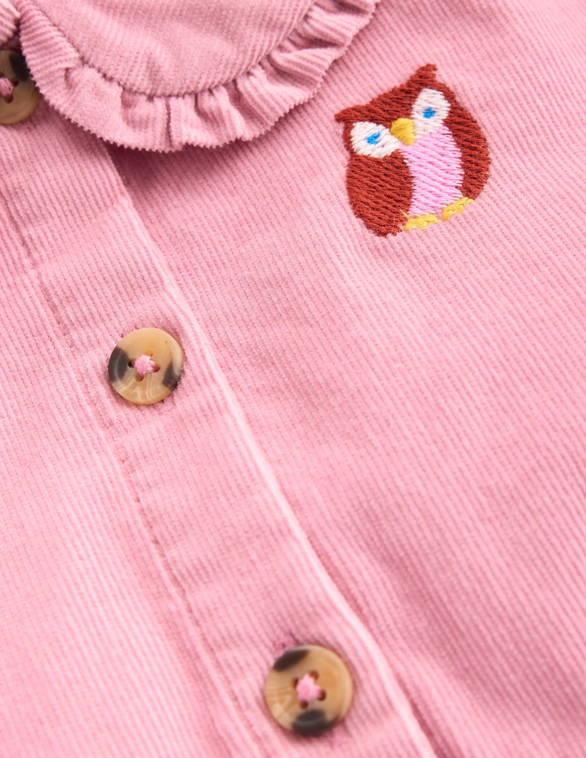 Minna Collared Woven Dress-Pink Owl Embroidery Stylish day dress