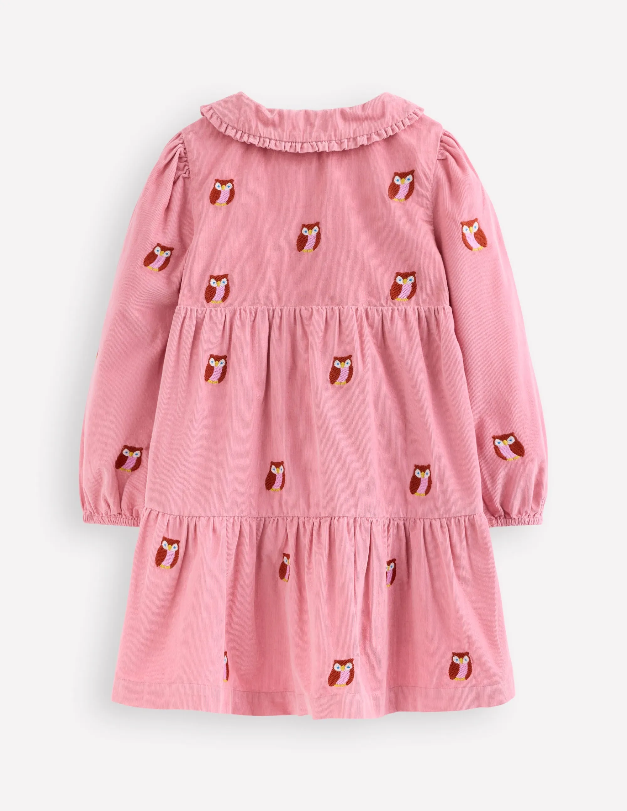 Minna Collared Woven Dress-Pink Owl Embroidery Soft Contour
