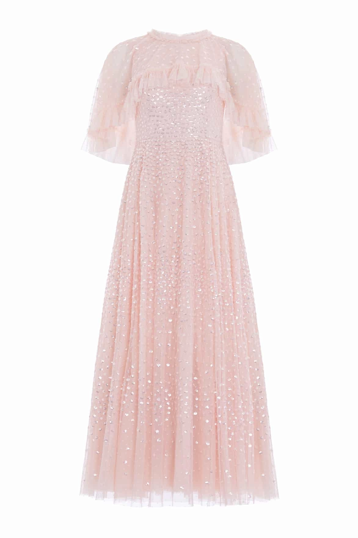 Scatter Dot Short Cape Ankle Gown Cut-Out-Detail Effortless Mood