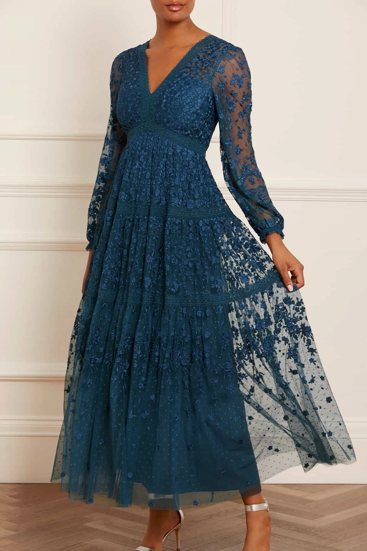 Celestia Ribbon Ankle Gown Trendy Fit Statement Piece