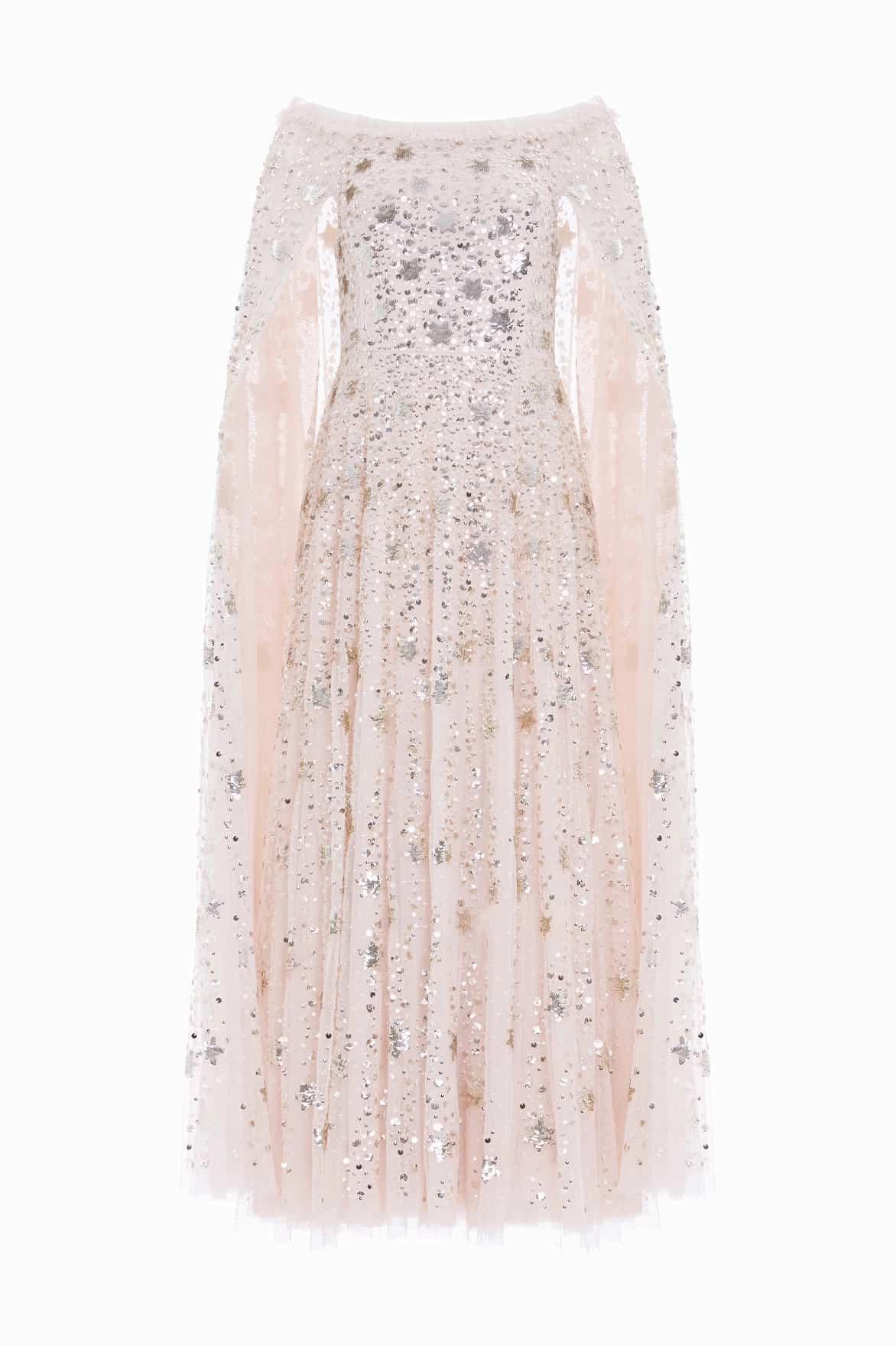 Work Pairing Casual Edge Shooting Stars Cape Ankle Gown