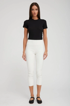 White Leather Crop Cycling Trip Minimalist Style No Bind