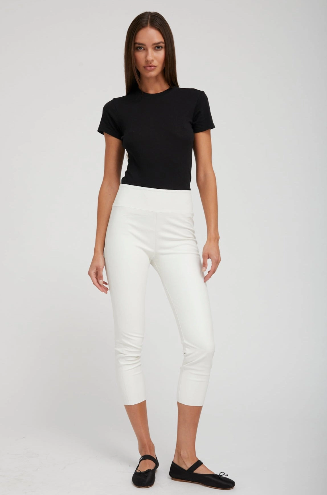 Squat Proof Summer Wear White Leather Crop