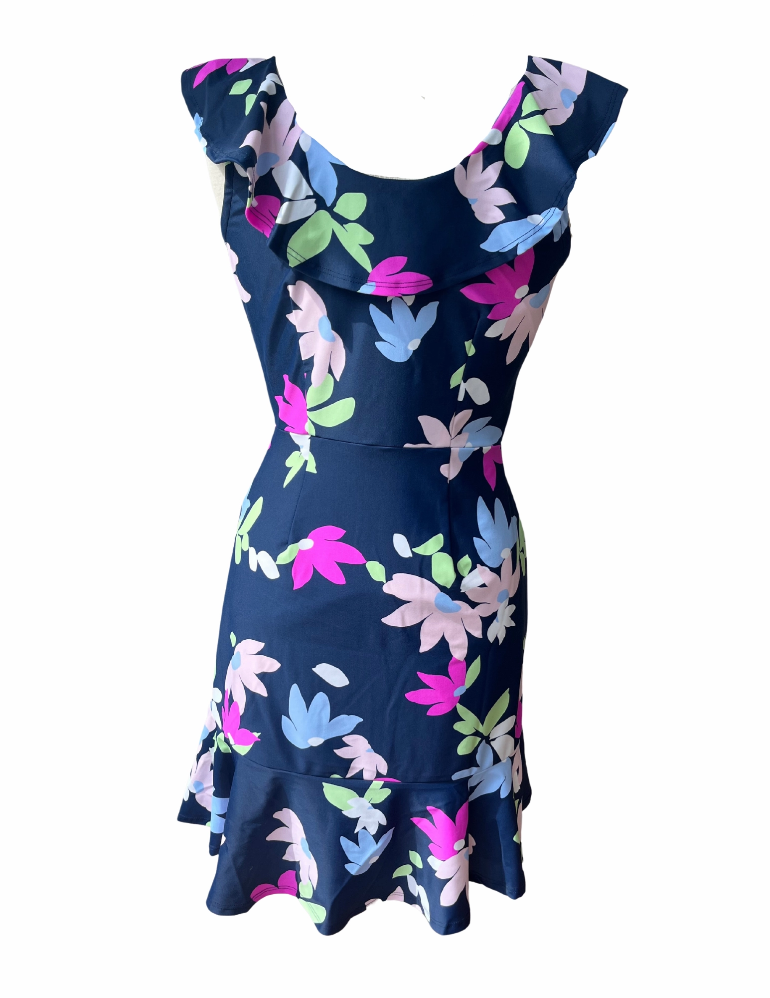 Feminine flowing piece Naples Faux Wrap Dress Falling Floral