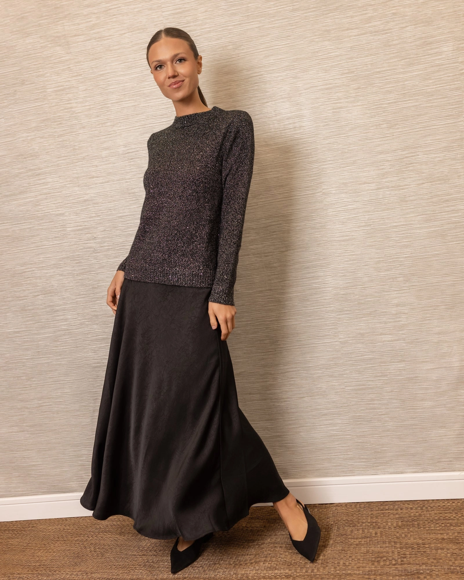 Outfit Moodboard City Mood Crinkle Slip Skirt | Black