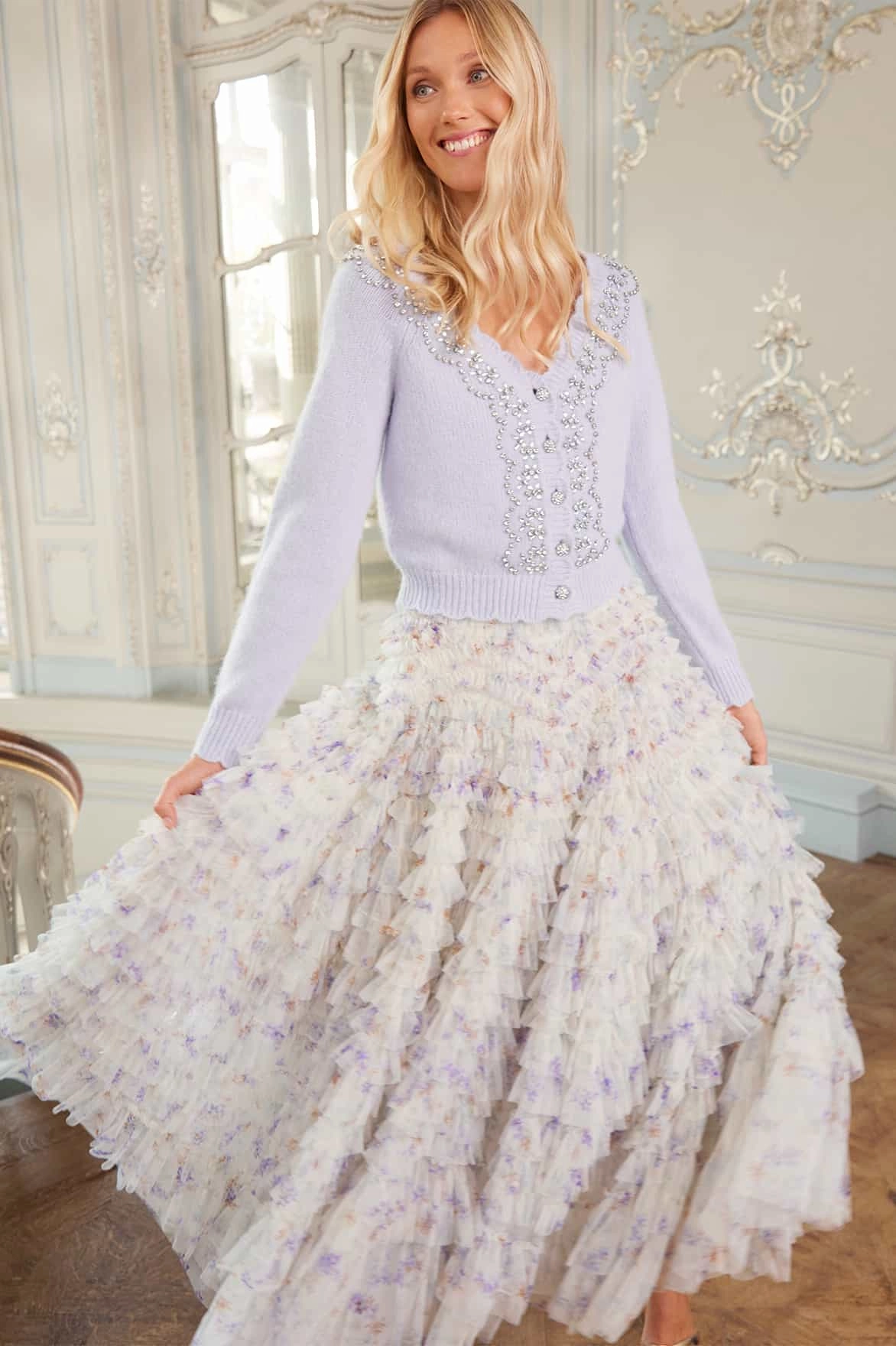 Influencer-Approved Ophelia Ditsy Hattie Ruffle Ankle Skirt