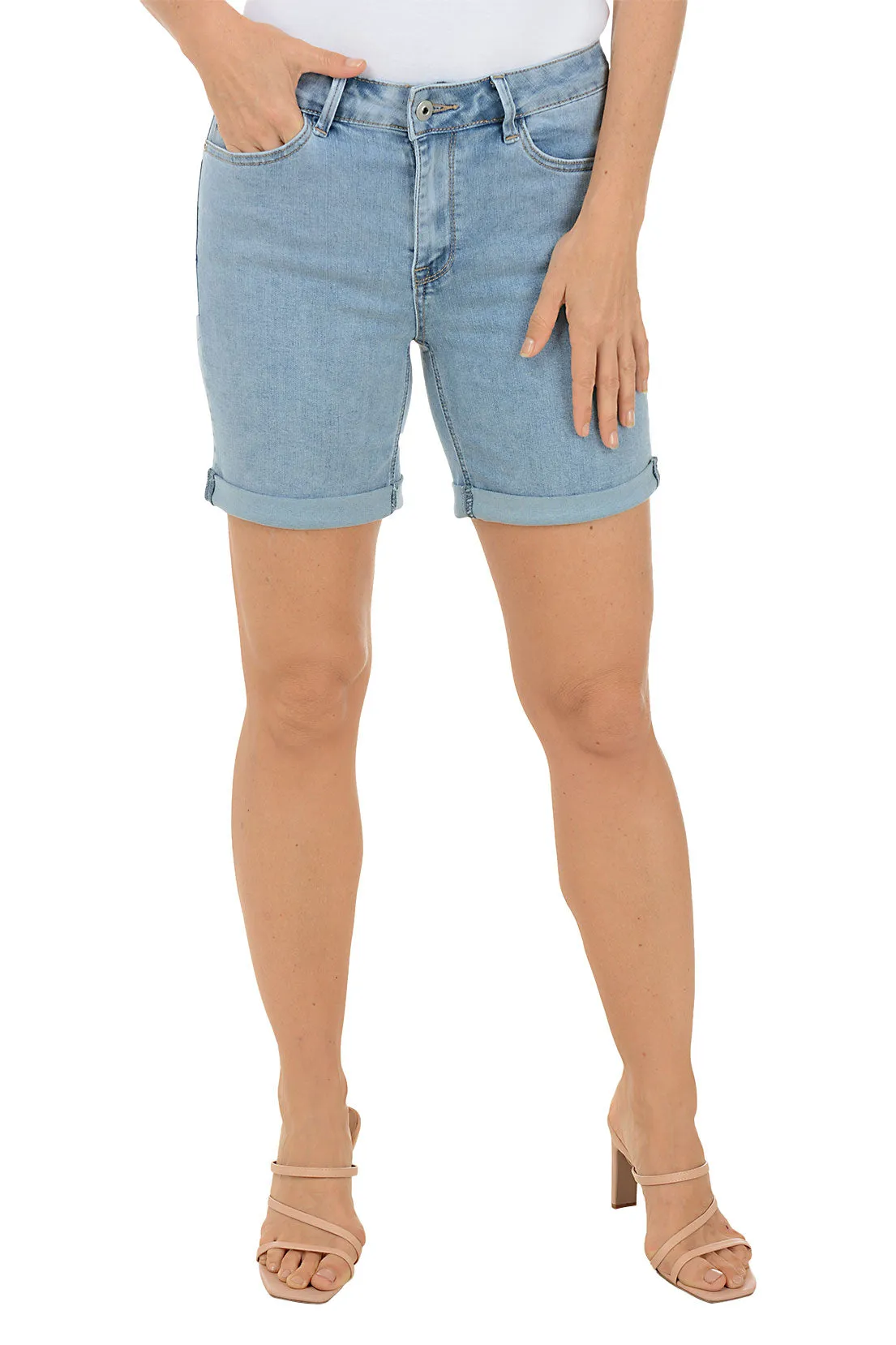 Cuffed Hem Denim Short Hypoallergenic fabric Effortless Comfort