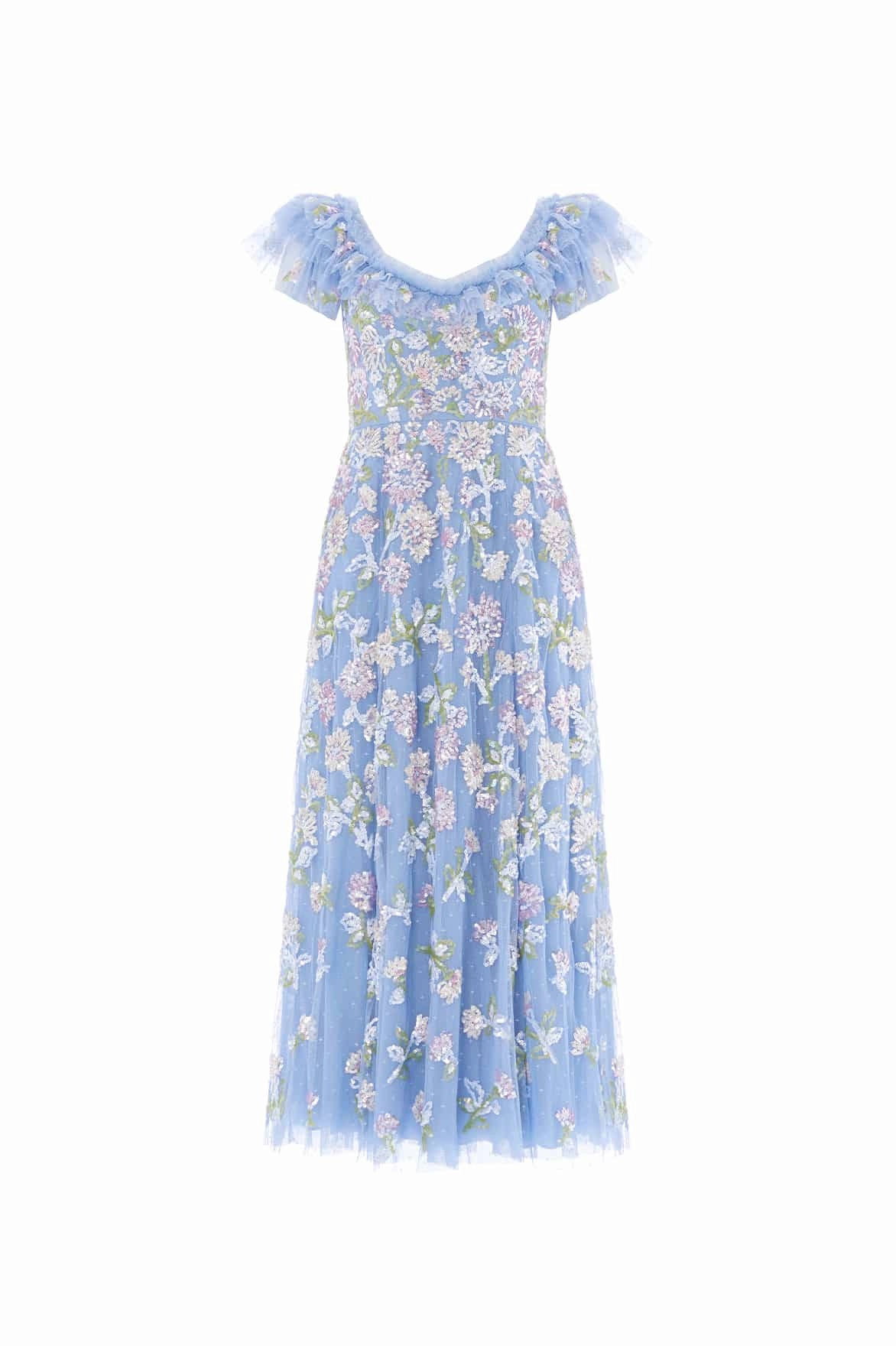 Sequin Dandelion Ruffle Ballerina Dress Effortless Layer Wear