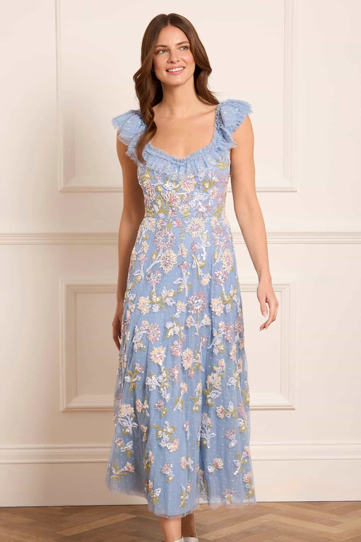 garden wedding Soft Feel Sequin Dandelion Ruffle Ballerina Dress