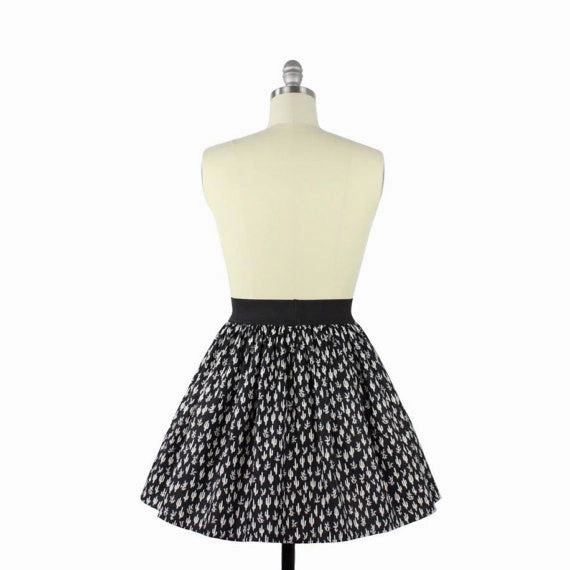 Cute Cacti A-line Pleated Skirt In Black Feminine Charm