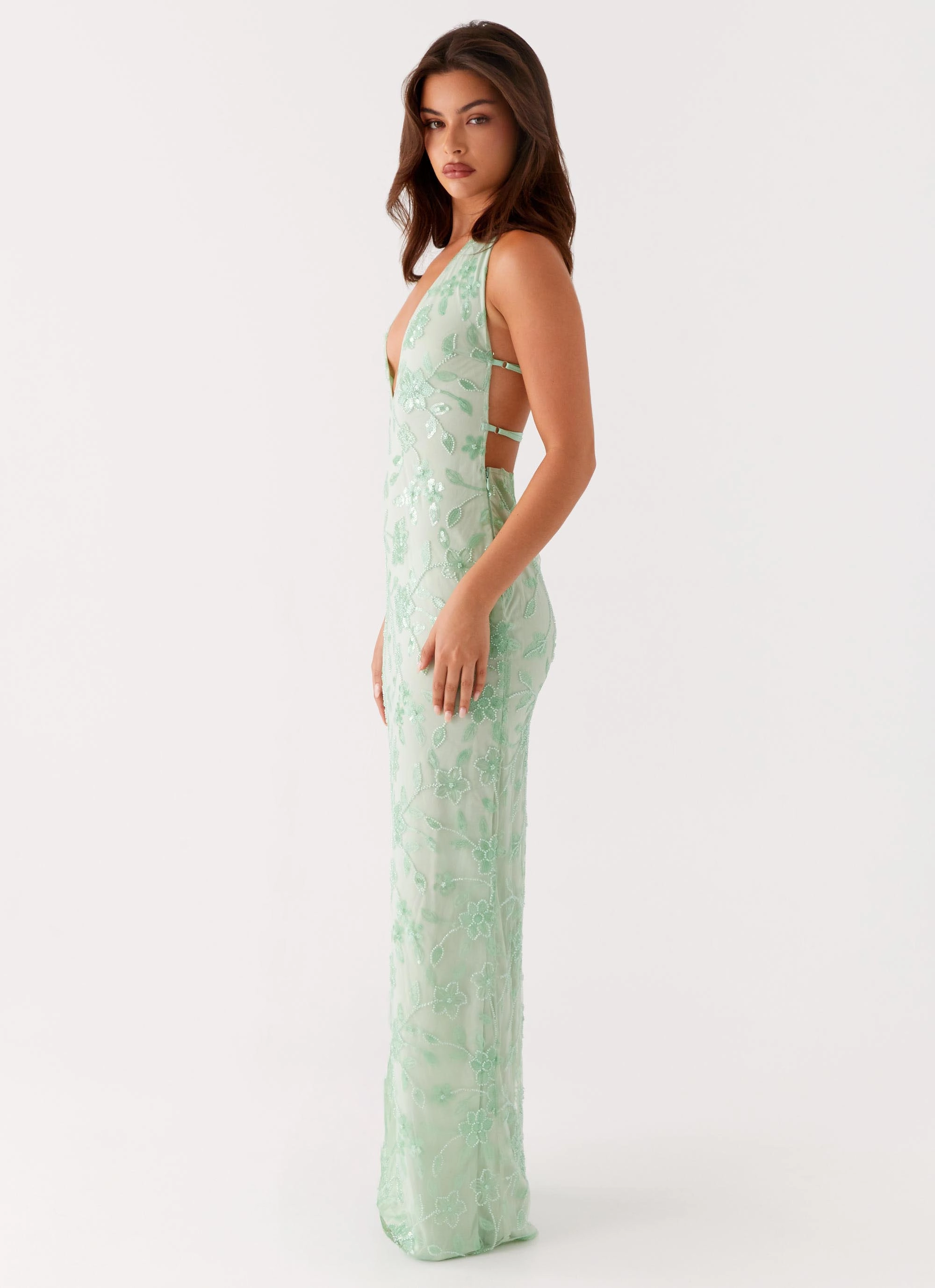 Cydney Beaded Maxi Dress - Sage