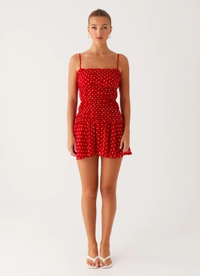Cynlee Mini Dress - Red Polka Dot