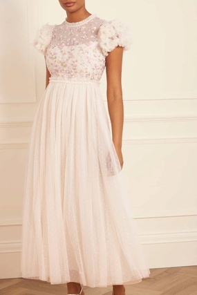 Playful touch Dahlia Ditsy Bodice Round Neck Ankle Gown