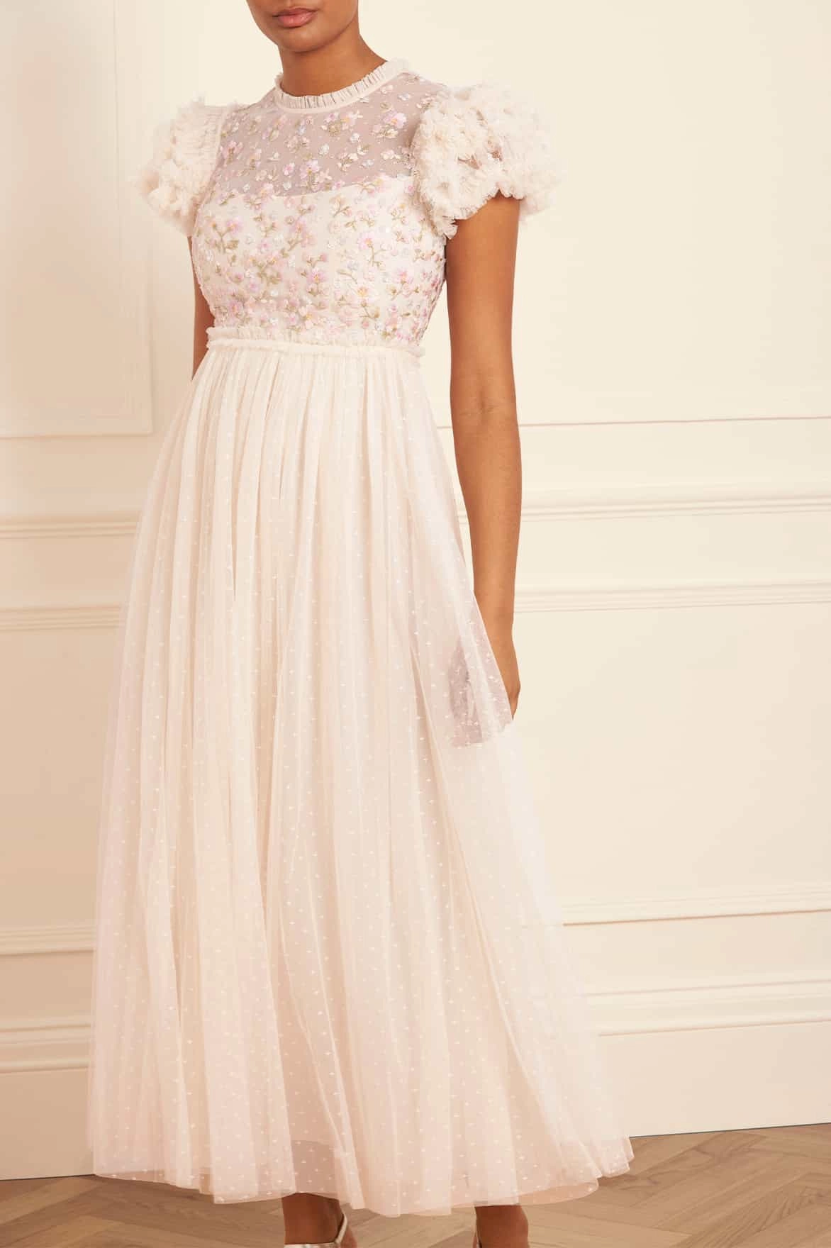 Playful touch Dahlia Ditsy Bodice Round Neck Ankle Gown