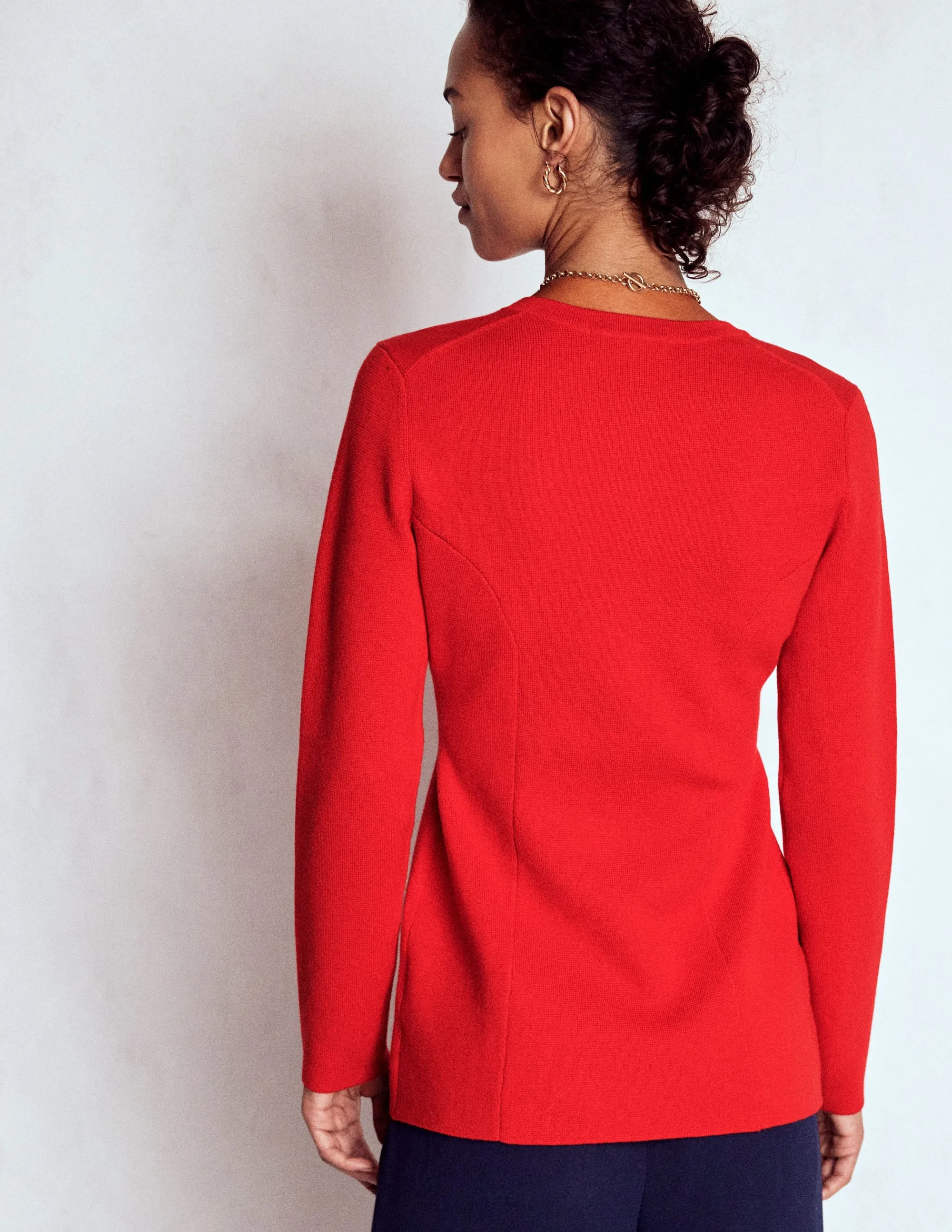 TearResistant Fabric Joanna Fitted Knitted Jacket-Poppy Red