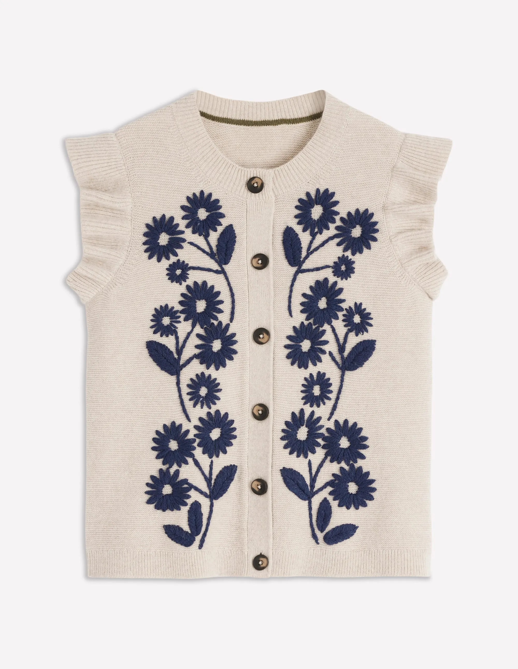 Frill Detail Waistcoat-Oatmeal Melange Winter Travel