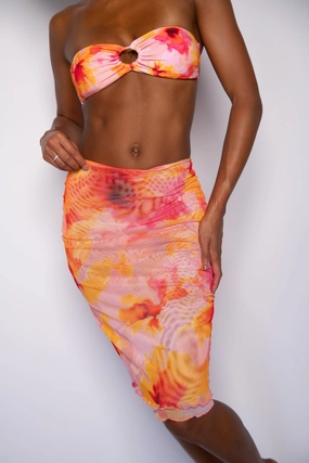 Greta Skirt Mesh - Corsica Mix Separates Wrap Front