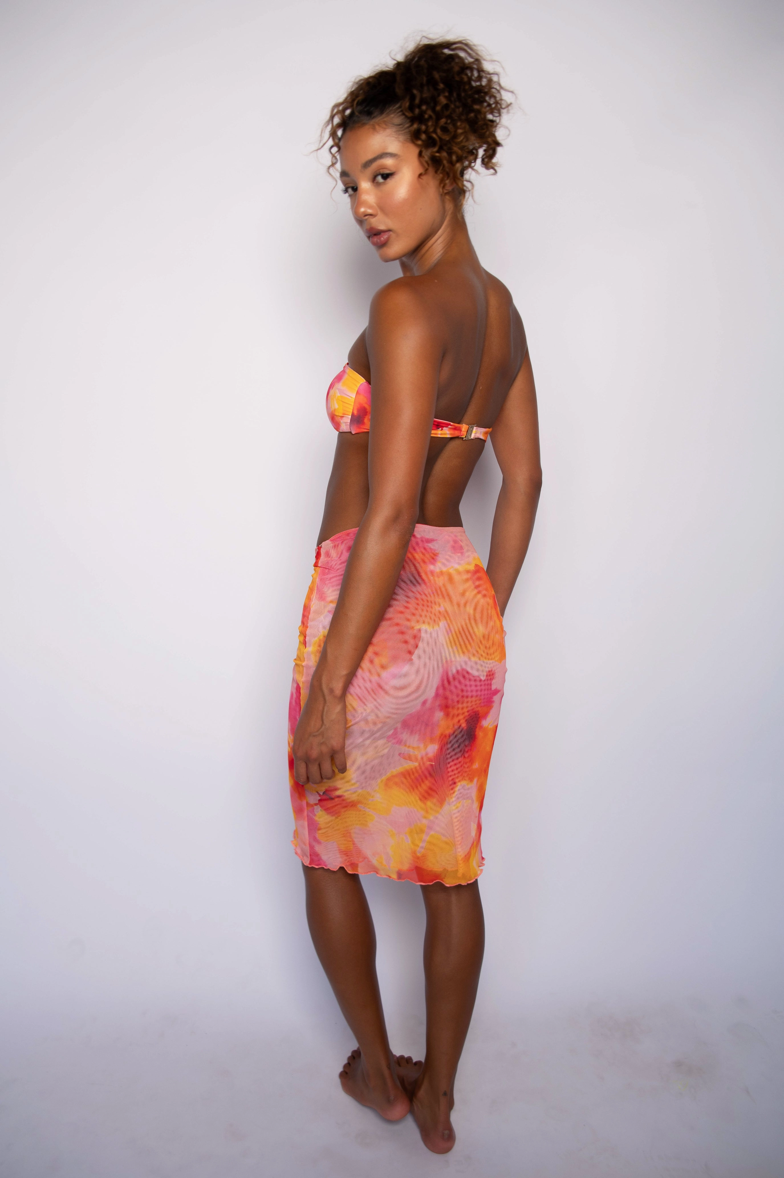 Travel Ready Contrast Stitching Greta Skirt Mesh - Corsica