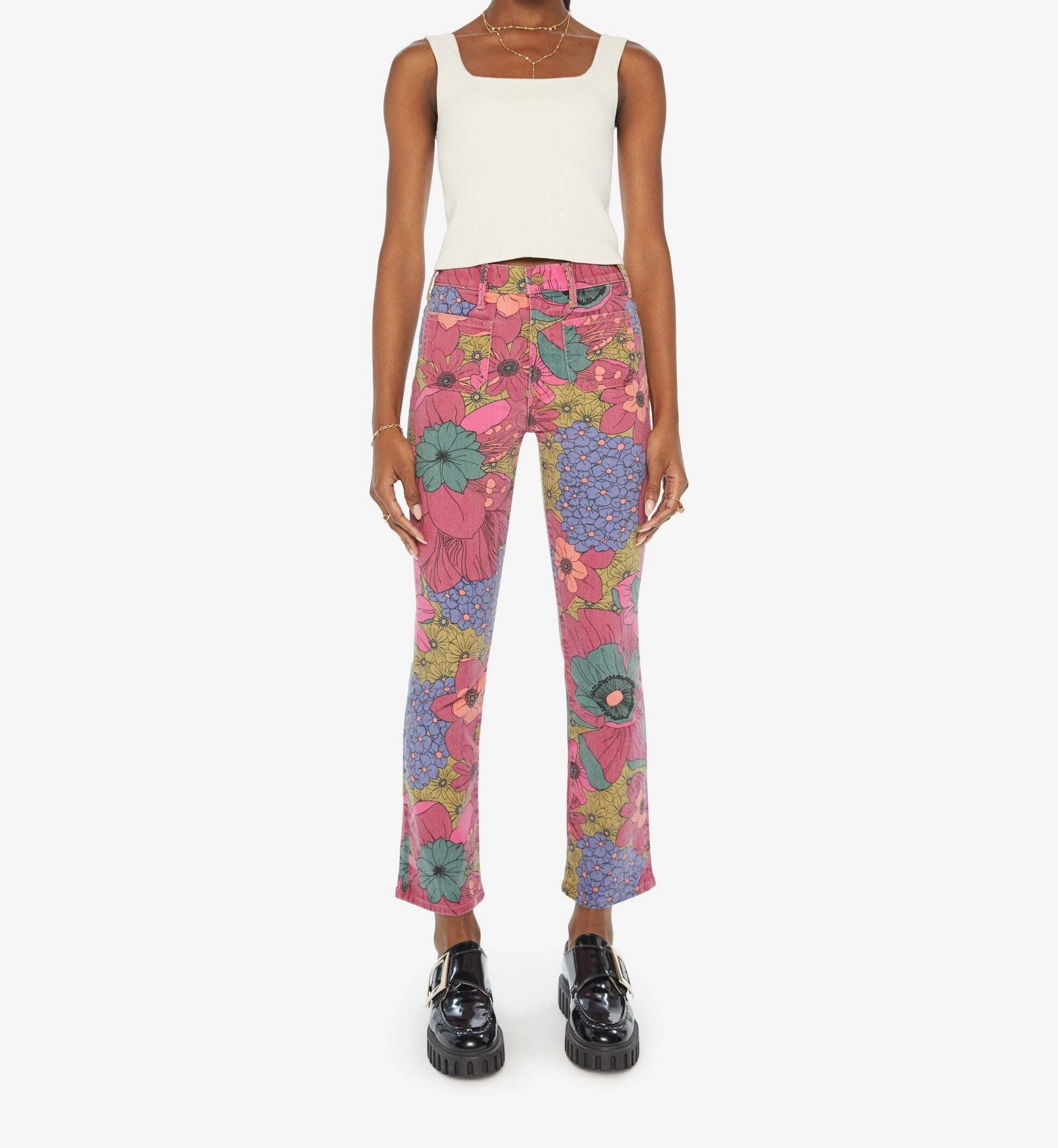 Relaxed Style City Walk Trend Setter Travel Outfit Student Outfit Lightweight Patch Pocket Insider Flood in Psychic Floral