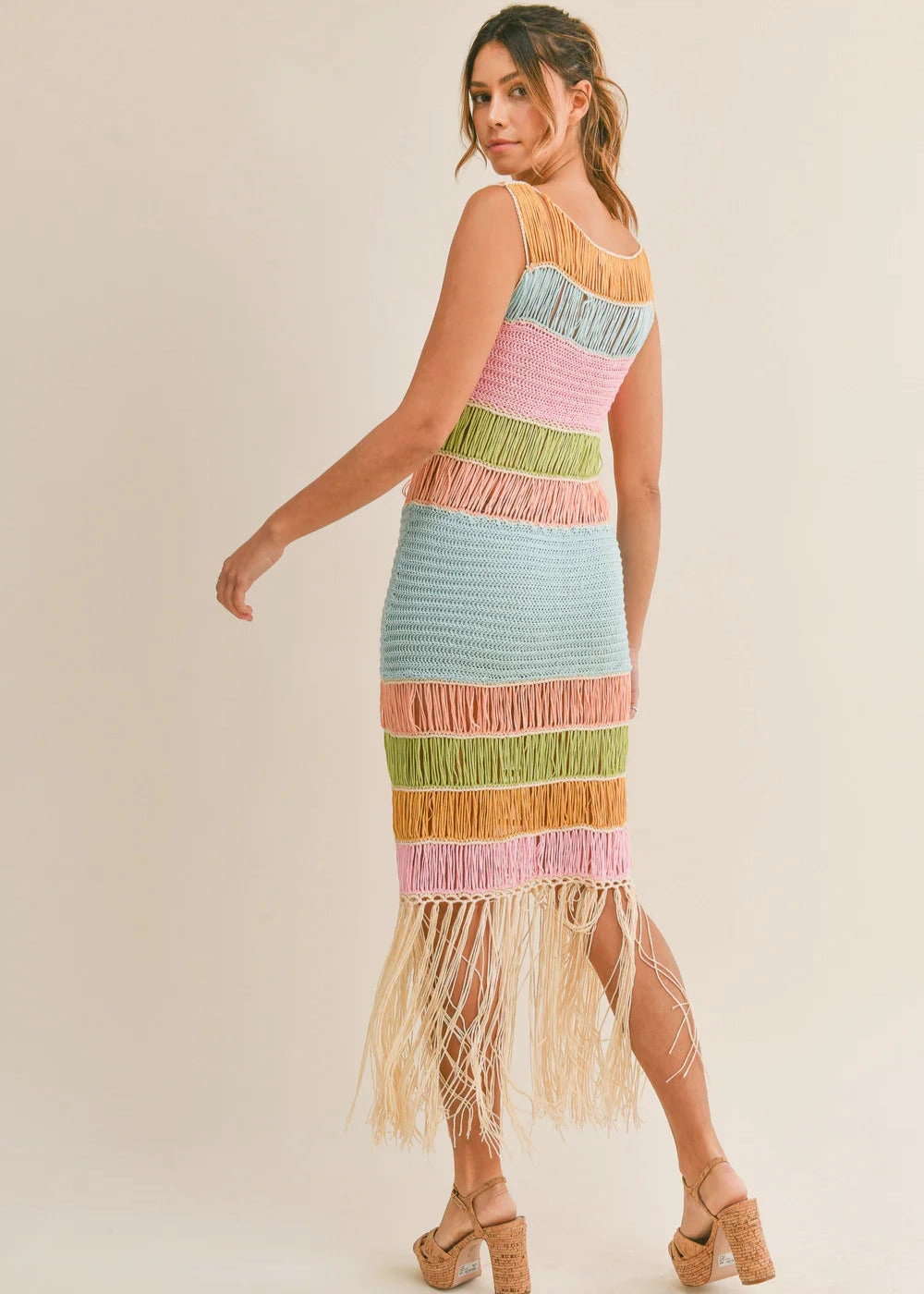 DAISY FRINGED CROCHET KNIT DRESS Work Vibes Seasonal Essential