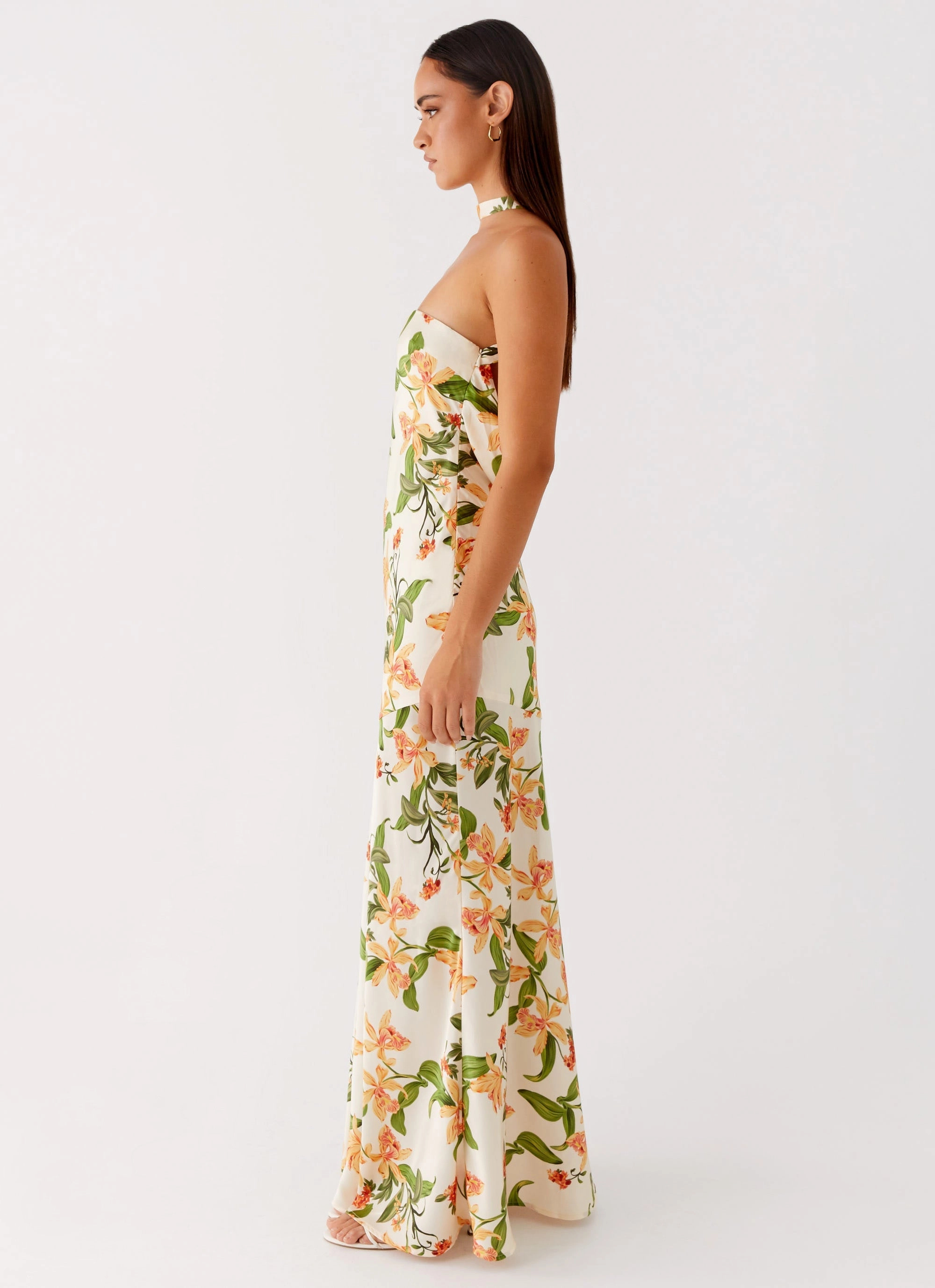 Damali Satin Maxi Dress - Floral Print