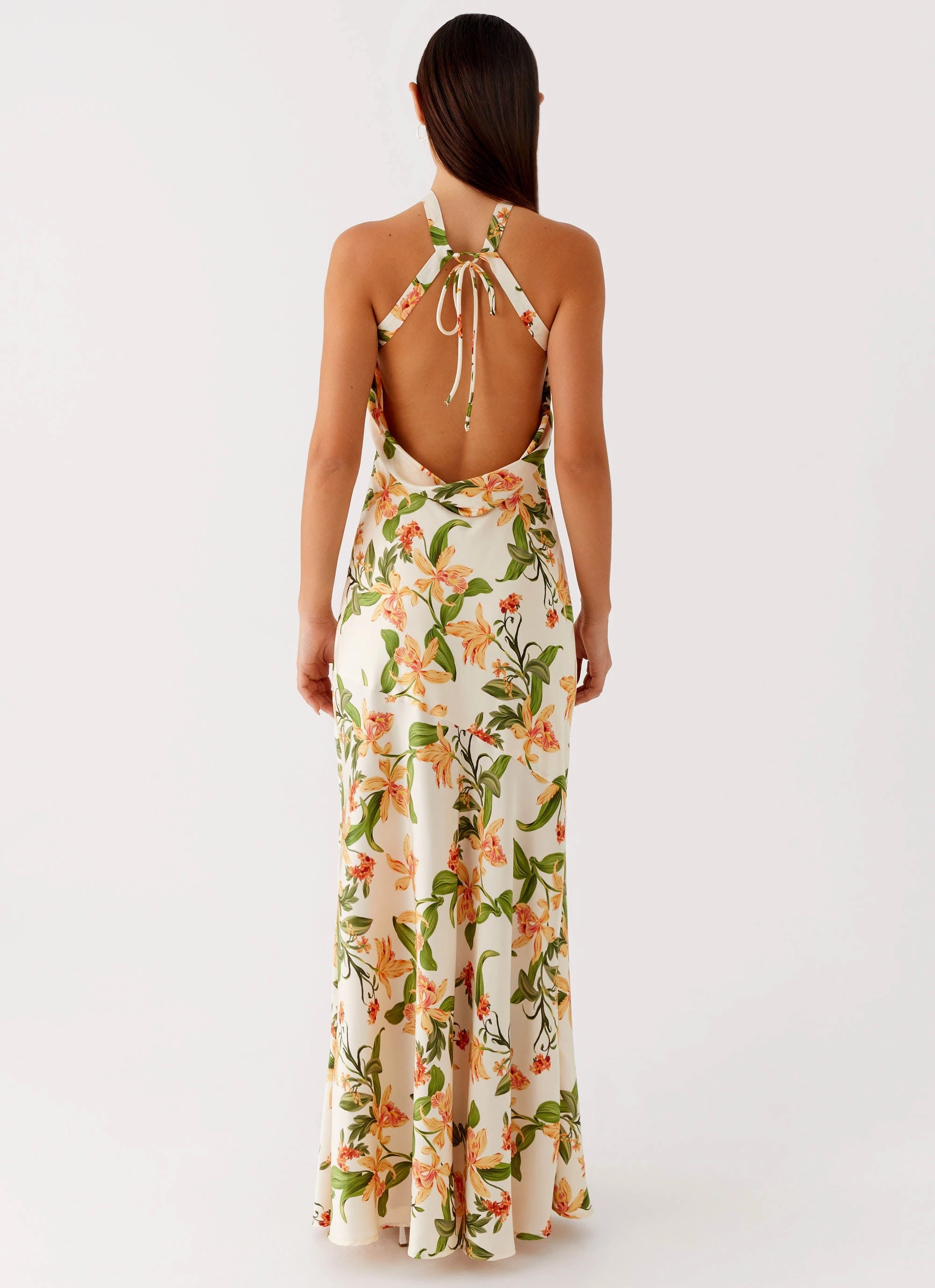 Damali Satin Maxi Dress - Floral Print
