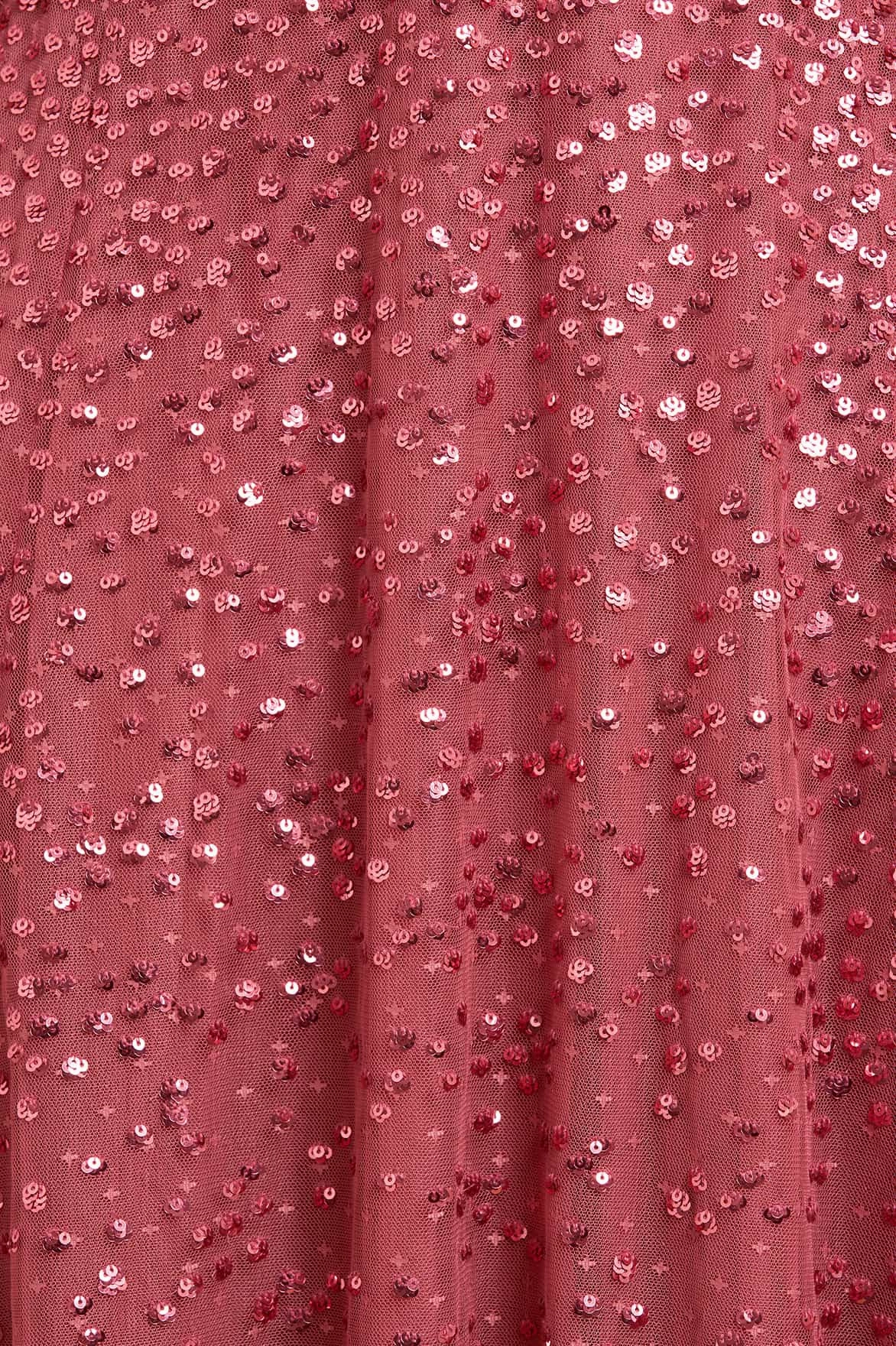 Quiet Mood Travel Fashion Dappled Sequin Long Sleeve Ankle Gown