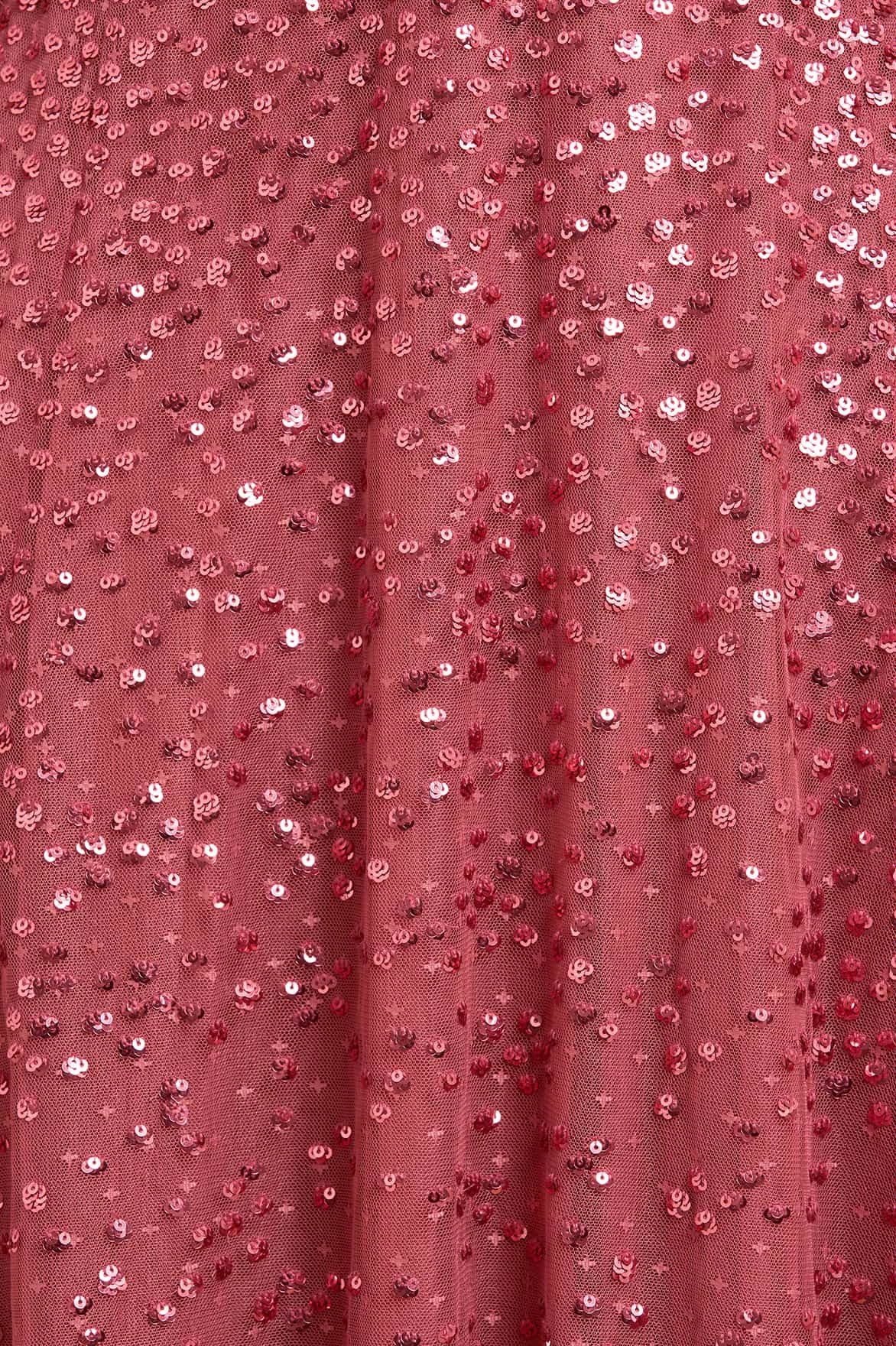 Stream Cut Dappled Sequin Long Sleeve Ankle Gown