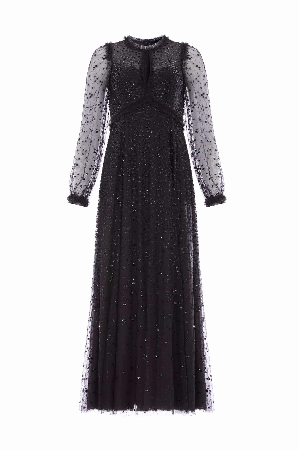 Dappled Sequin Long Sleeve Ankle Gown Urban Motion Classic sheath dress