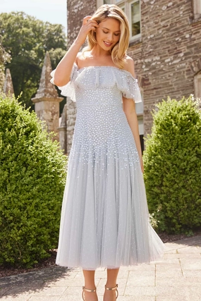 Refined Stitch Soft Wear Dappled Sequin Off-Shoulder Ballerina Dress