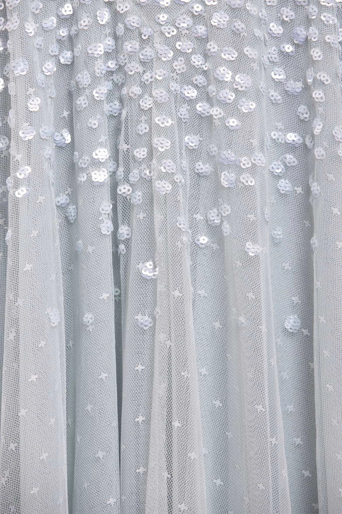 Dappled Sequin Off-Shoulder Ballerina Dress High-Neck