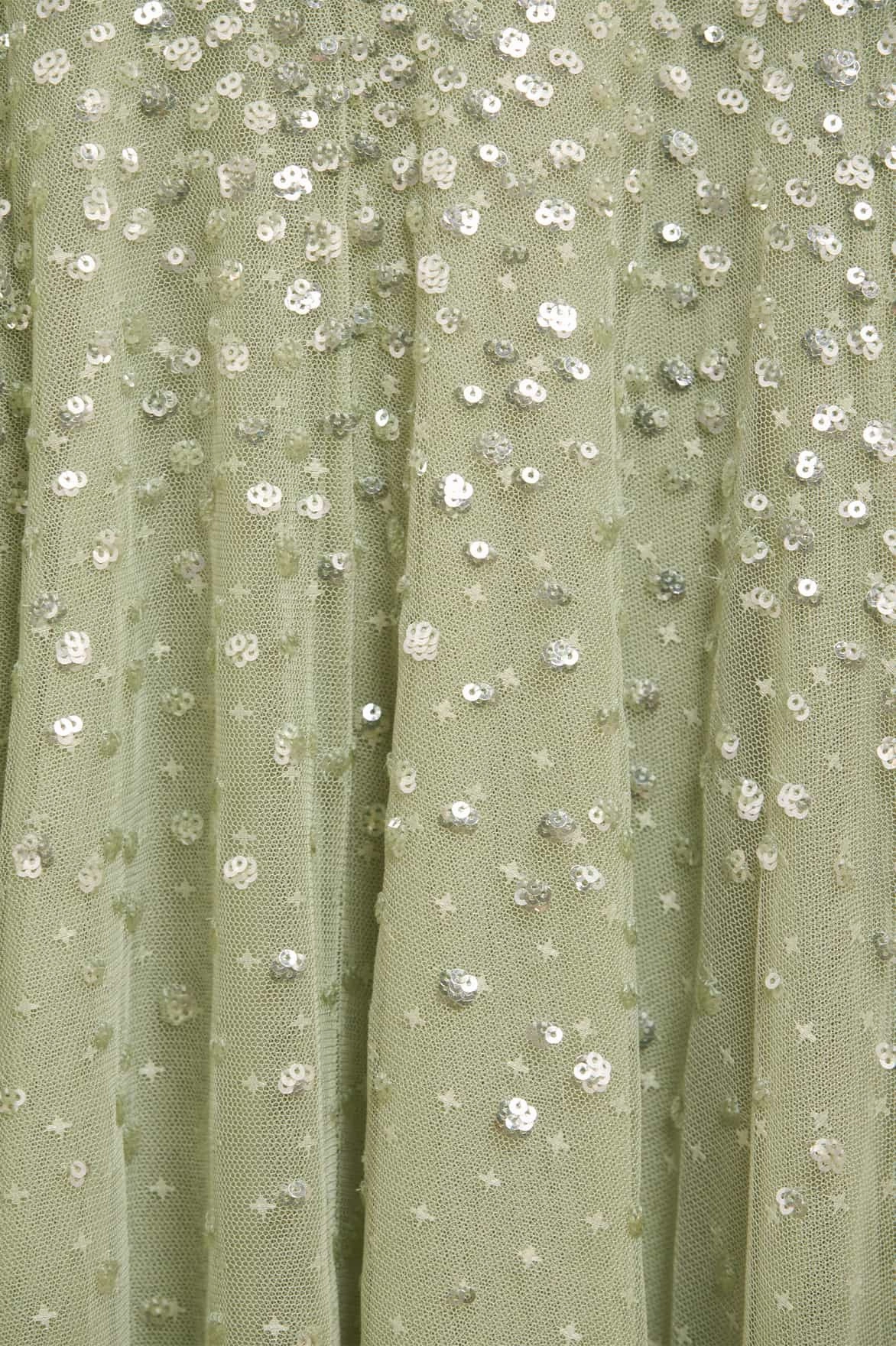 Dappled Sequin One-Shoulder Ankle Gown Smooth Surface