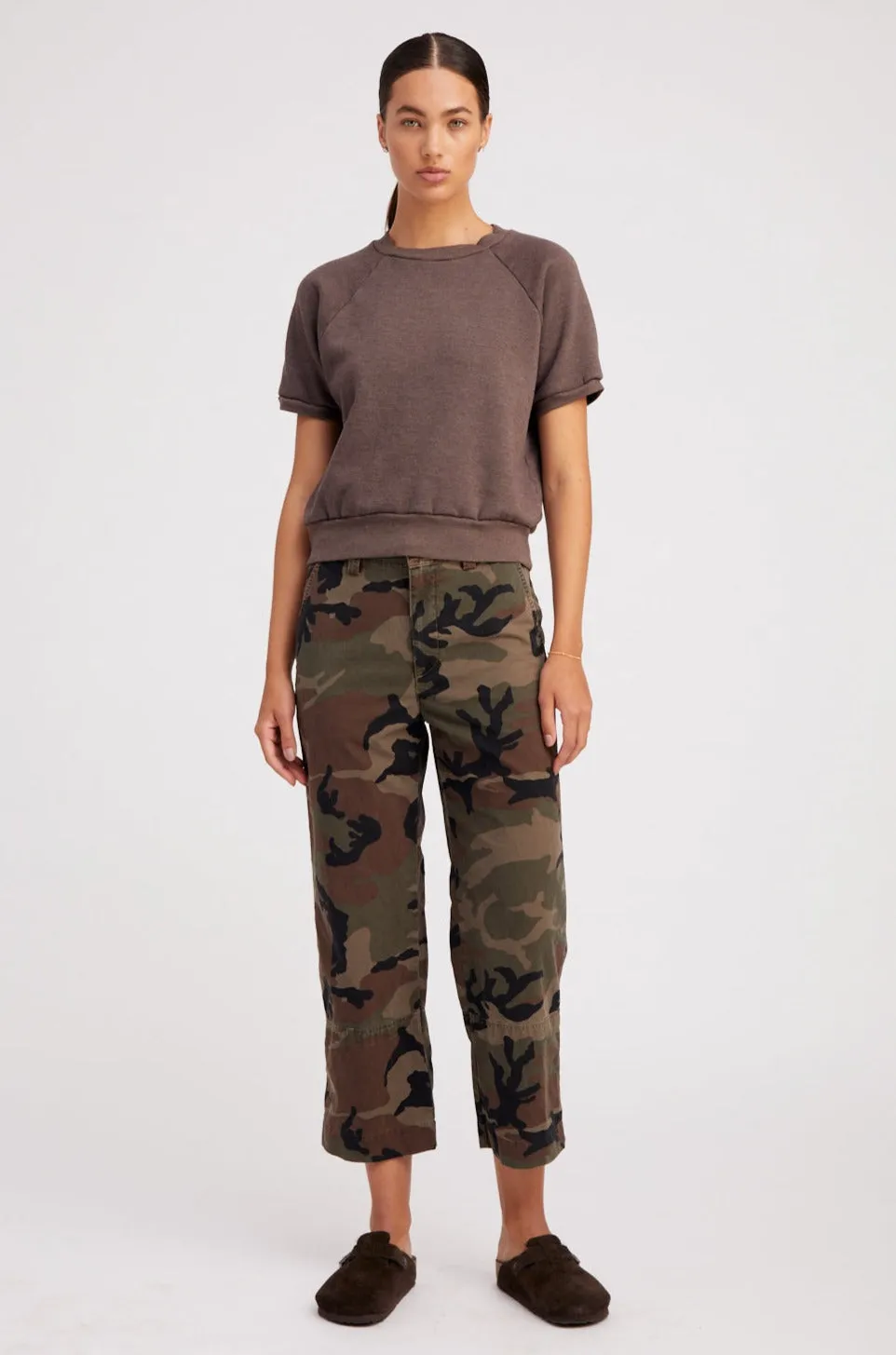 Dark Camouflage Slash Pocket Trousers slim cut No Frills Fit
