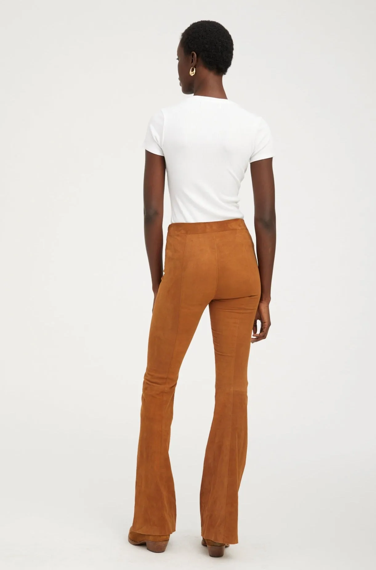 Dark Cognac Suede Patch Pockets Super Flare Pants On The Move Outdoor Flex