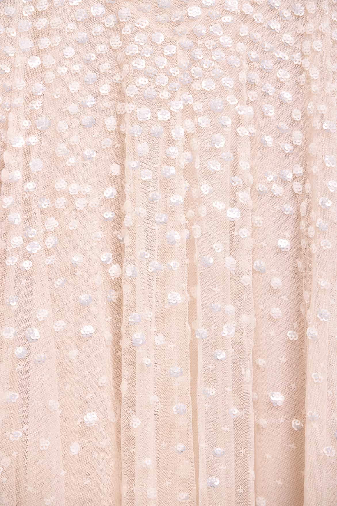 Social Ease Dappled Sequin Cape Ankle Gown