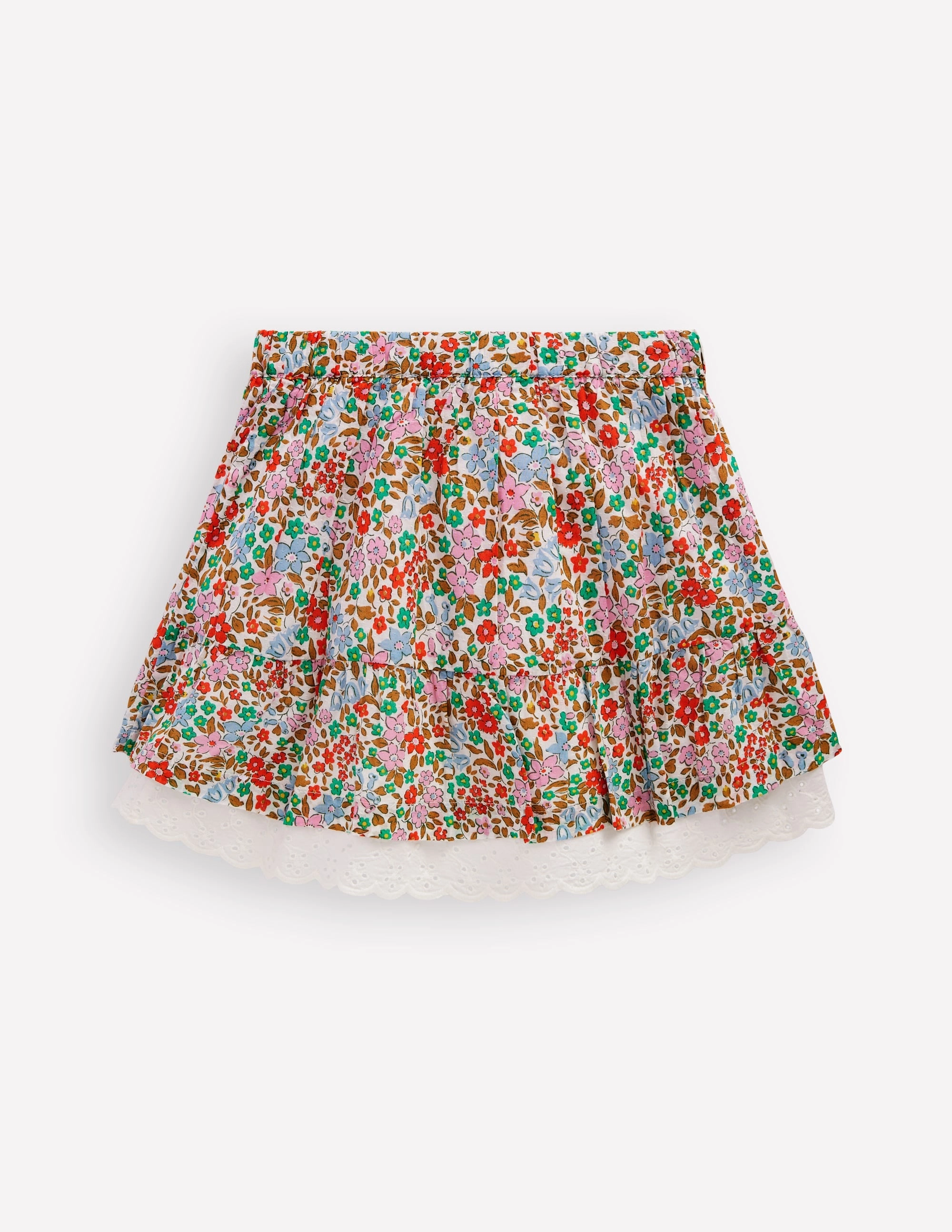 Printed Pull-on Woven Skirt-Rose Pink Flowerbed casual finish
