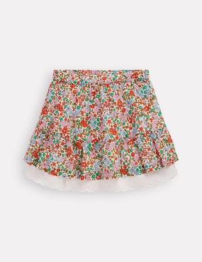Printed Pull-on Woven Skirt-Rose Pink Flowerbed Hypoallergenic fabric