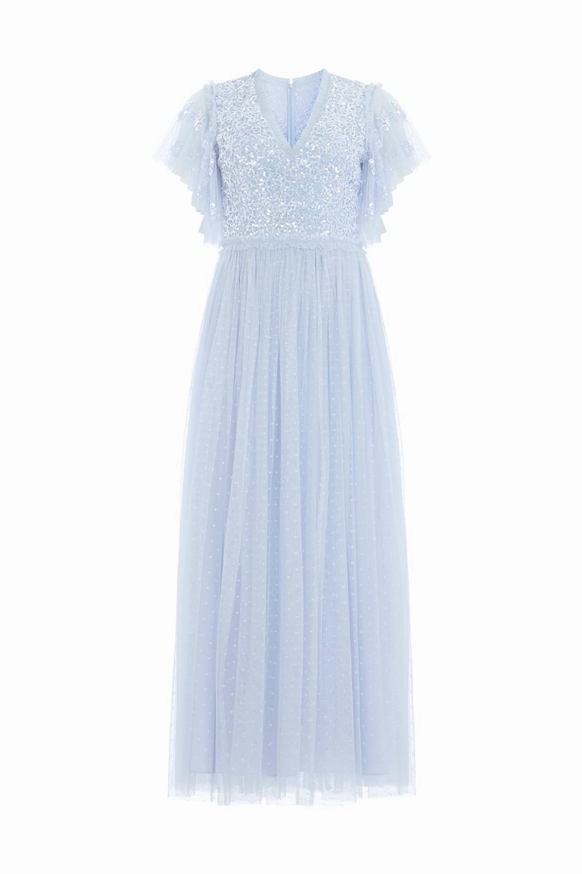 Dreamy Simplicity Villa Mood Floral Lace Bodice V-Neck Ankle Gown