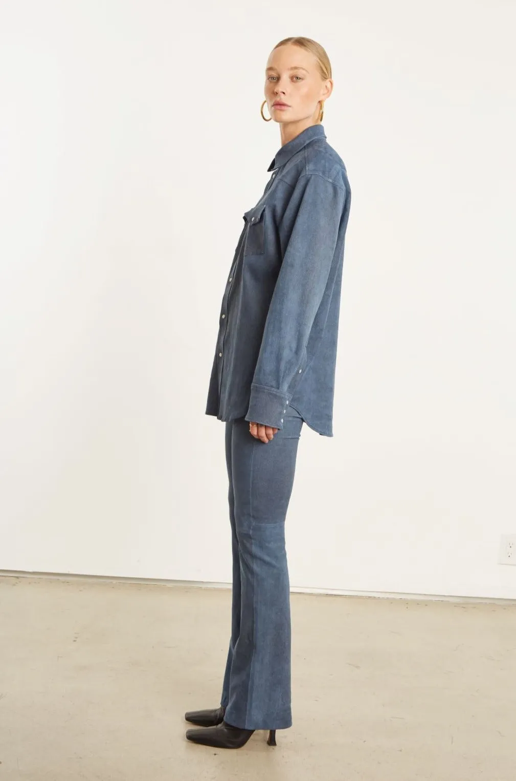 Water Repellent Finish Warm Layer Denim Suede Western Button Down